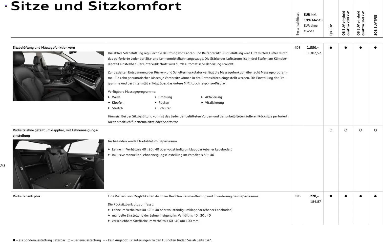 Audi Q8 – gültig ab 06.11.2025 | Seite: 70