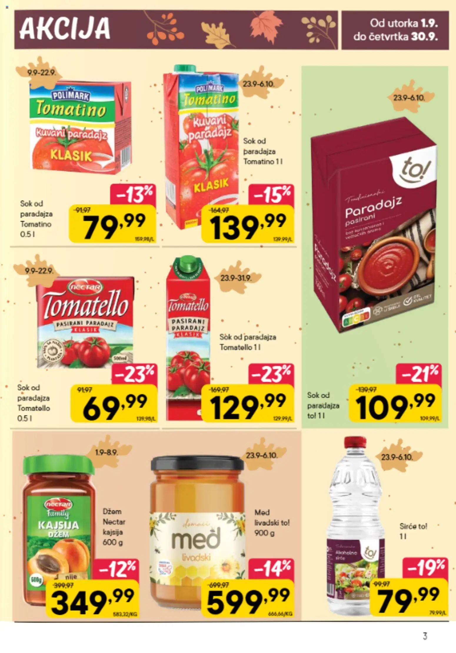 PerSu katalog - važi od 01.09.2026 | Strana: 3 | Proizvode: Sok od paradajza, Dzem, Kajsija, Sok