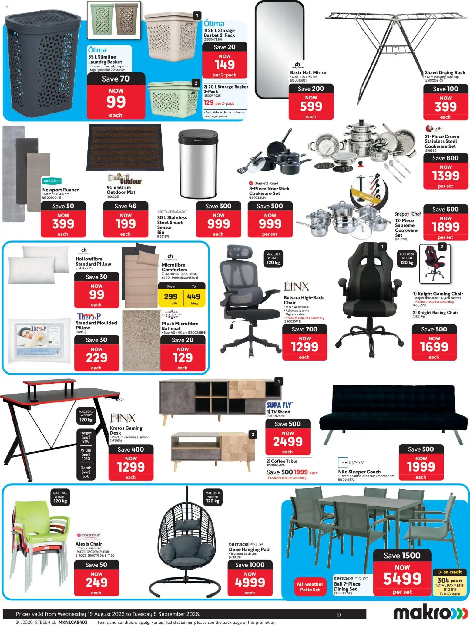 New Makro catalogue – valid from 19/08/2026 | Page: 17 | Products: Desk, TV, Table, Cookware