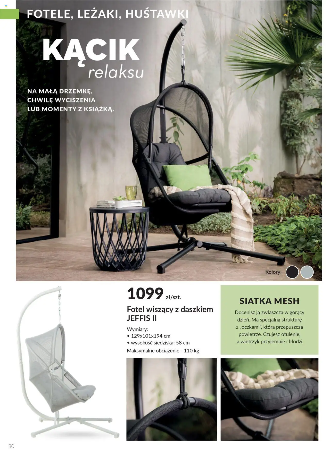 Salony Agata Gazetka - Ogród od 26.05.2025 | Strona: 30 | Produkty: Fotel wiszący, Fotel, Siatka