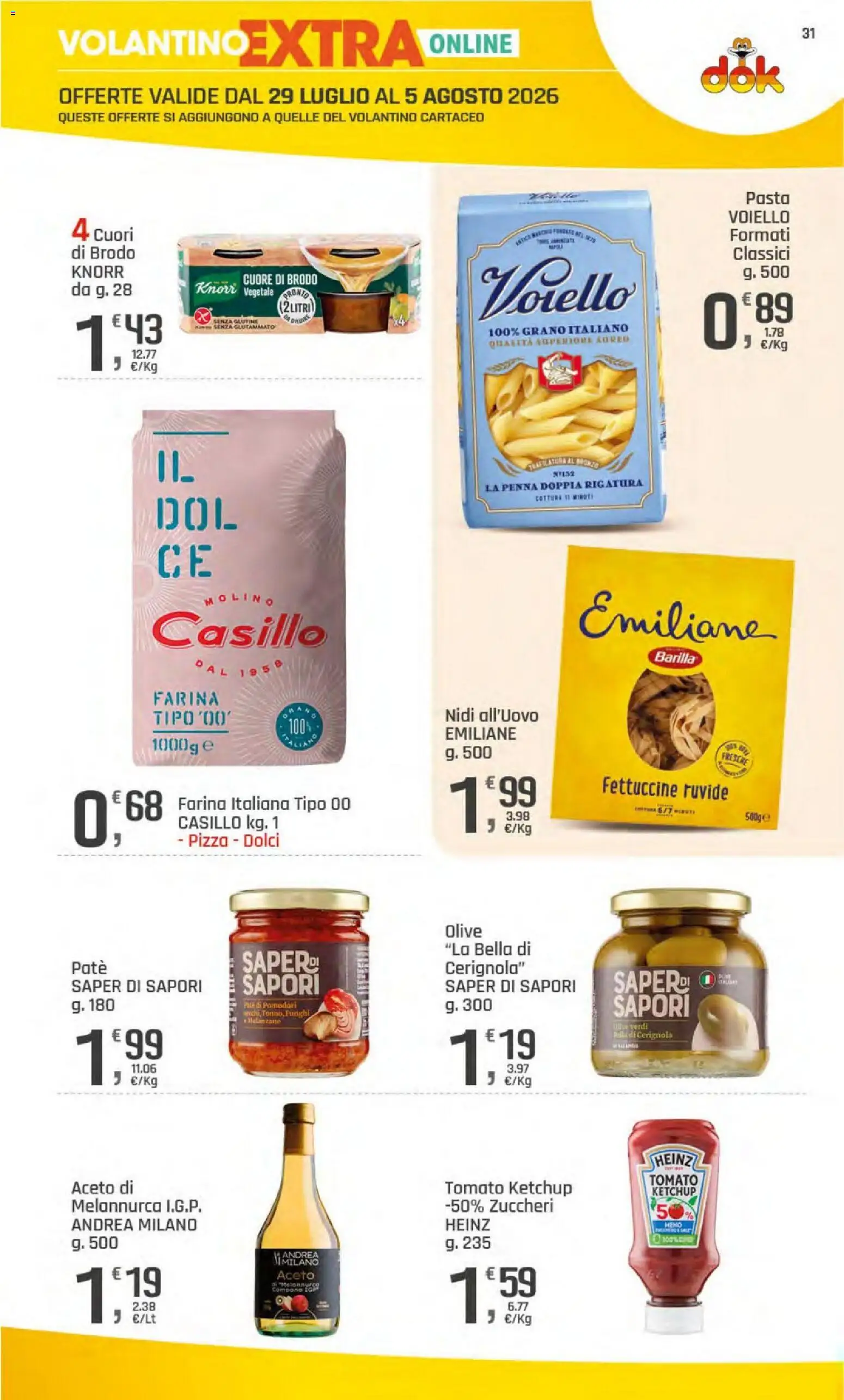 Volantino DOK del 23/07/2026 | Pagina: 31 | Prodotti: Paté, Olive, Pomodori, Aceto