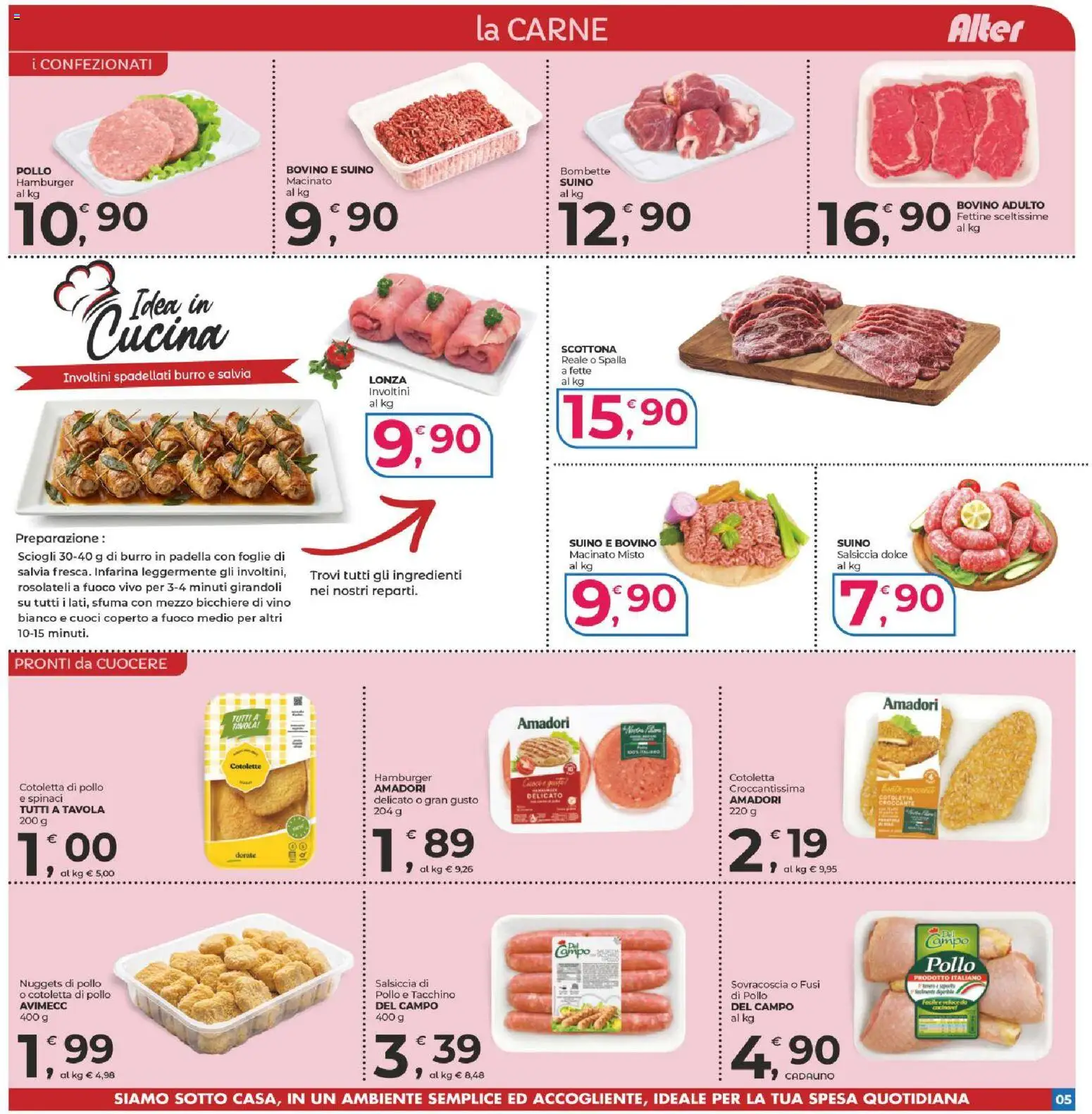 Volantino Alter Discount del 17/09/2026 | Pagina: 5 | Prodotti: Pollo, Spinaci, Carne, Vino bianco