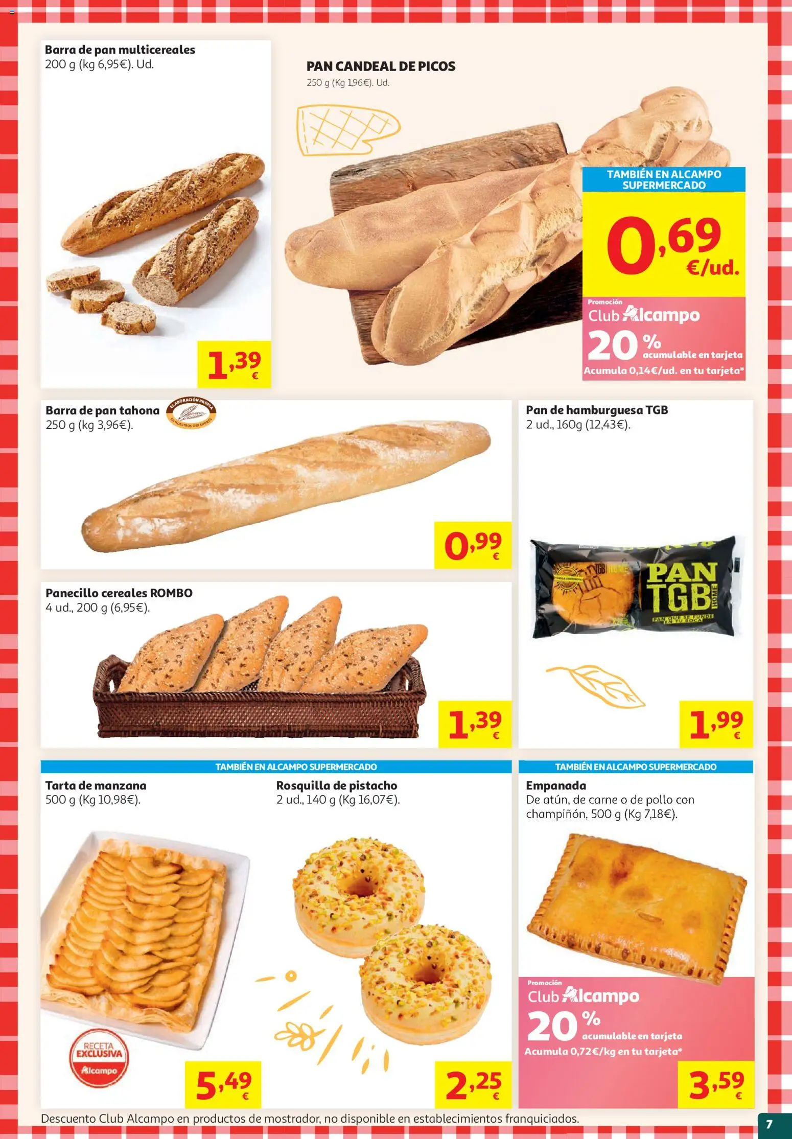 Alcampo HG Unico Mad │ válido desde el 19.05.2026 | Página: 7 | Productos: Pan, Manzana, Pan de hamburguesa, Σοκολατούχο γάλα