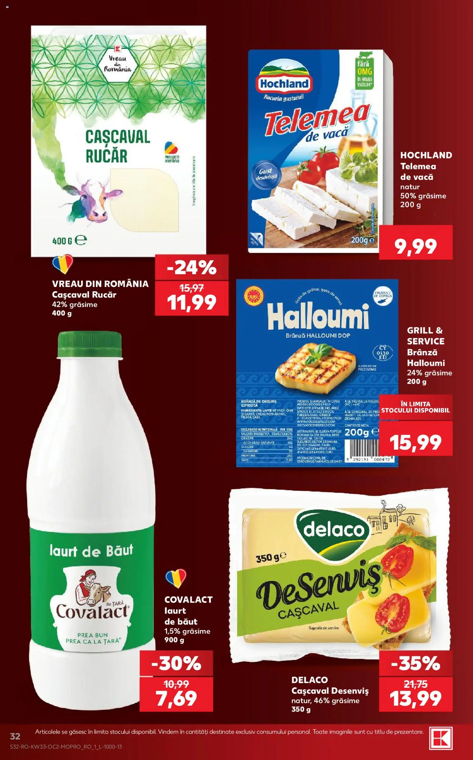 Noul catalog Kaufland – valabil de la 12.08.2026 | Pagină: 32 | Produse: Delaco, Grill, Lapte, Brânză
