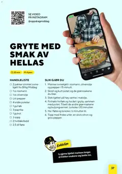 Forhåndsvisning av Bunnpris kundeavis middagsinspirasjon utviklet av gyldig fra 24/09/2026 | Side: 37