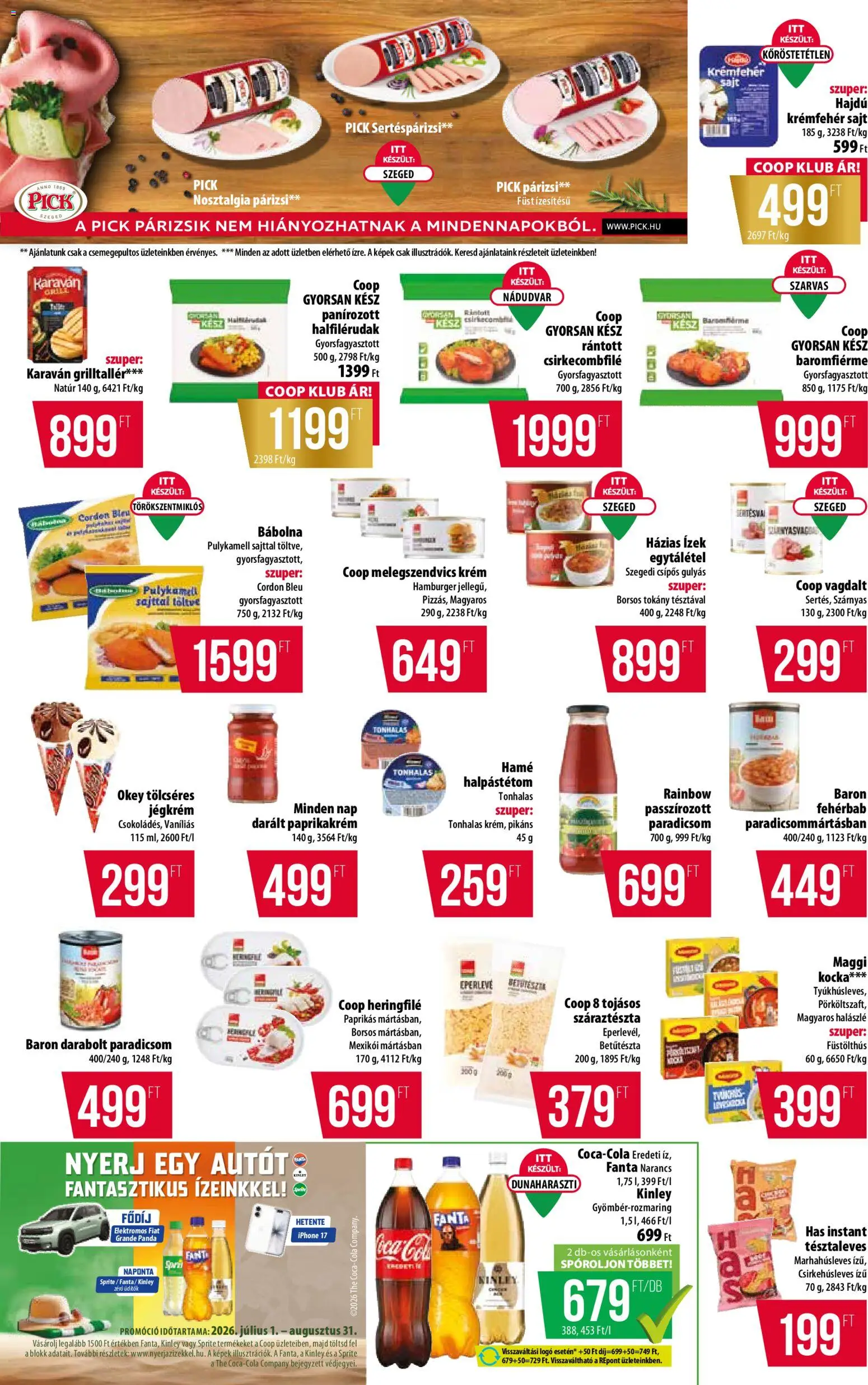 COOP akciós ujság - amely érvényes a következő dátumtól: 02.07.2026 | Oldal: 4 | Termékek: Fanta, Narancs, Jégkrém, Halászlé