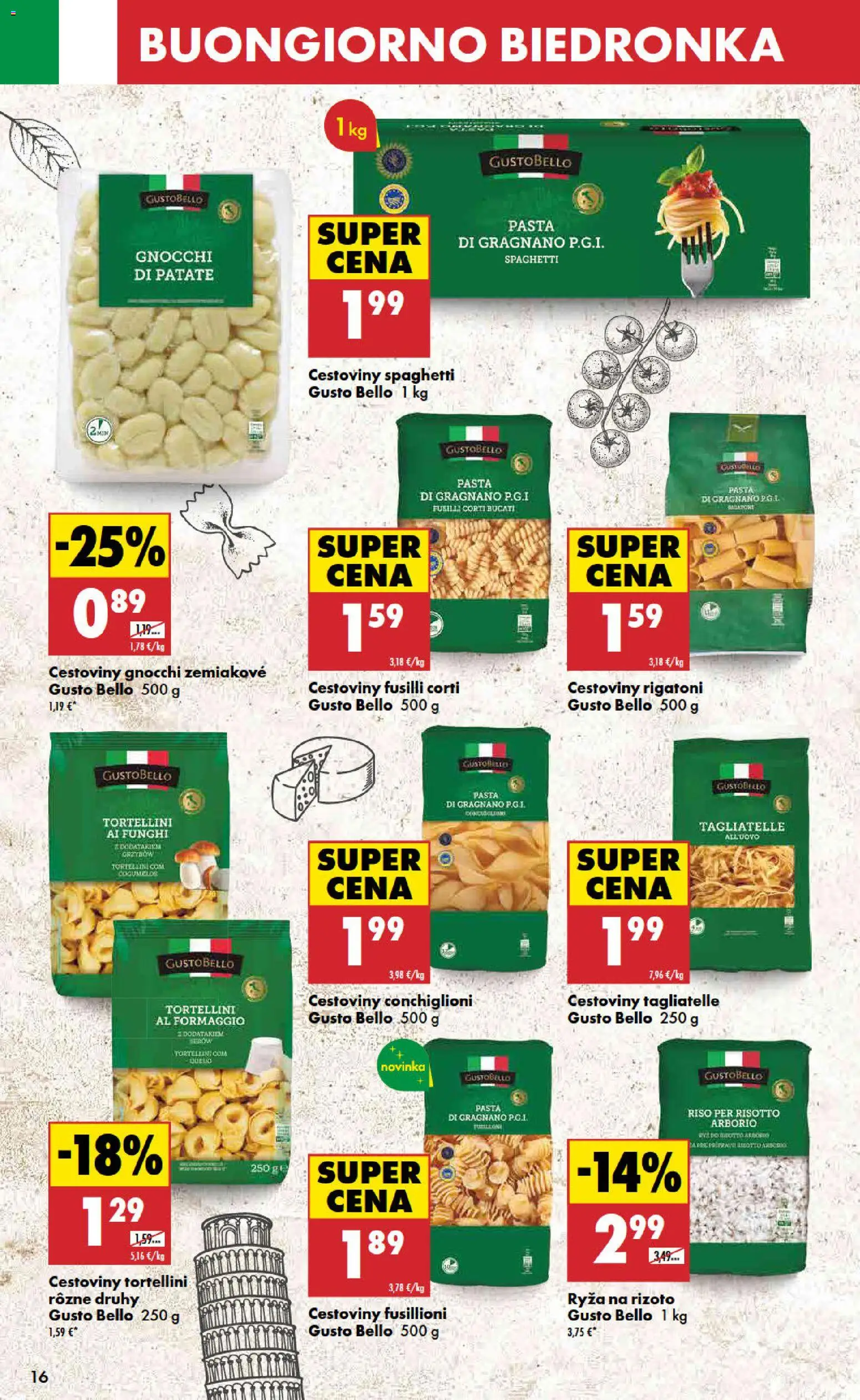 Nové Biedronka akcie – leták je platný od 11.06.2026 | Strana: 16 | Produkty: Fusilli, Ryža, Cestoviny