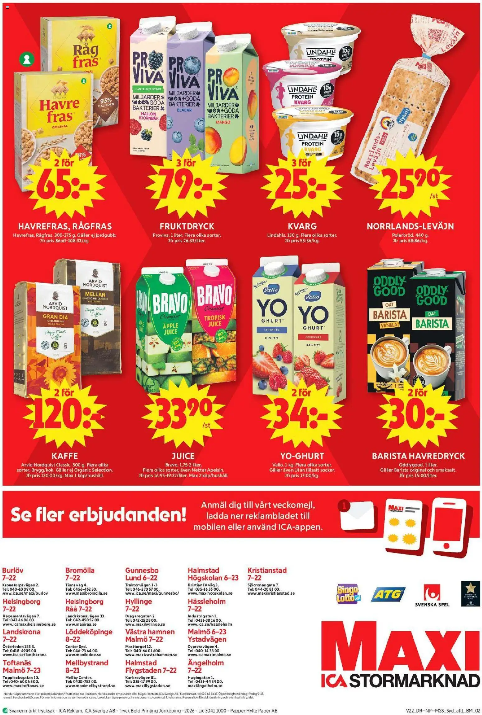 ICA Maxi reklamblad aktuell från 25.05.2026 | Sida: 14 | Produkter: Juice, Hallon, Björnbär, Fräs