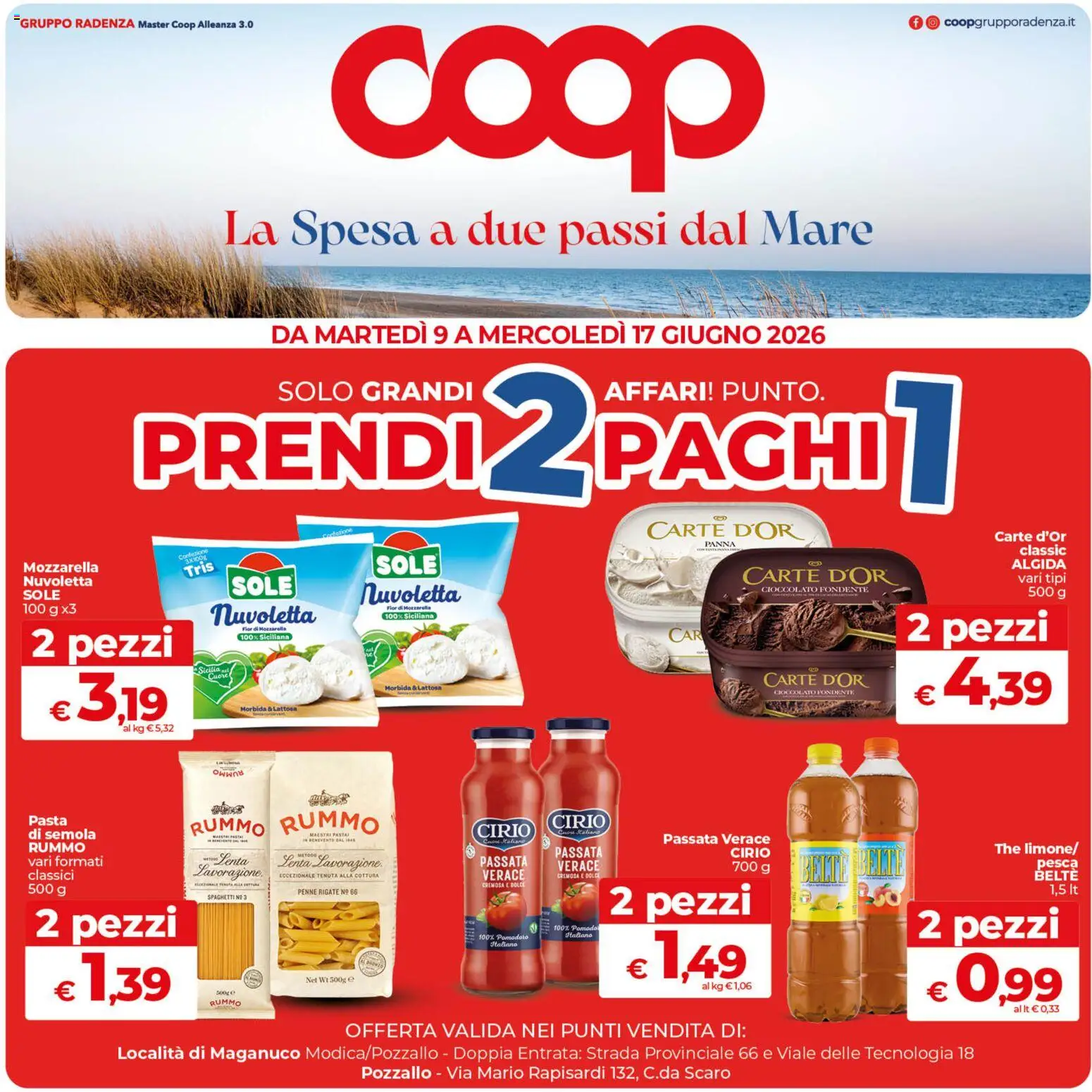Volantino COOP del 09.06.2026 | Pagina: 1 | Prodotti: Cioccolato, Panna, Pomodoro, The