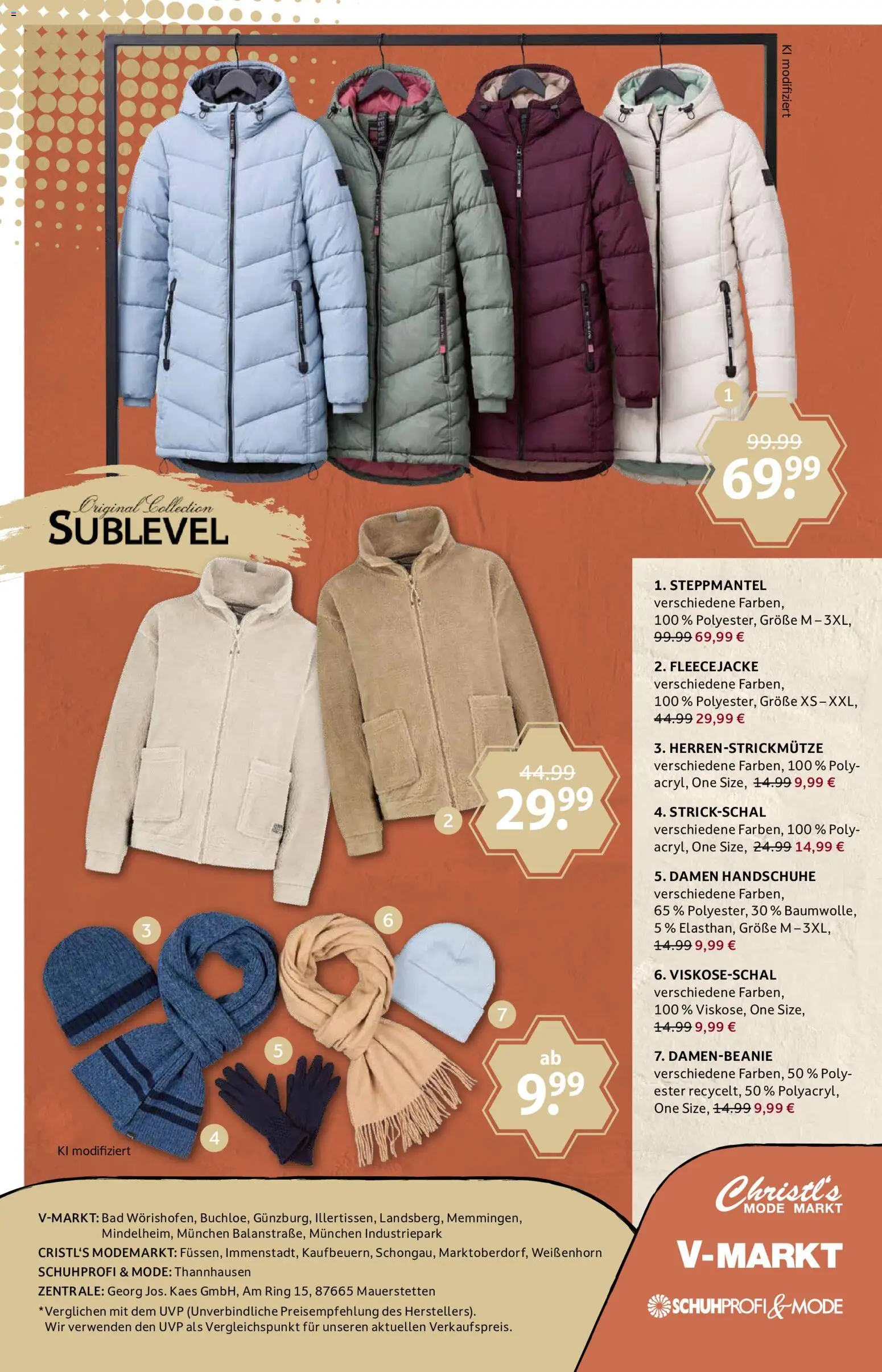 V-Markt Modeprospekt Herbst – gültig ab 22.10.2026 | Seite: 8 | Produkte: Steppmantel, Bad, Handschuhe