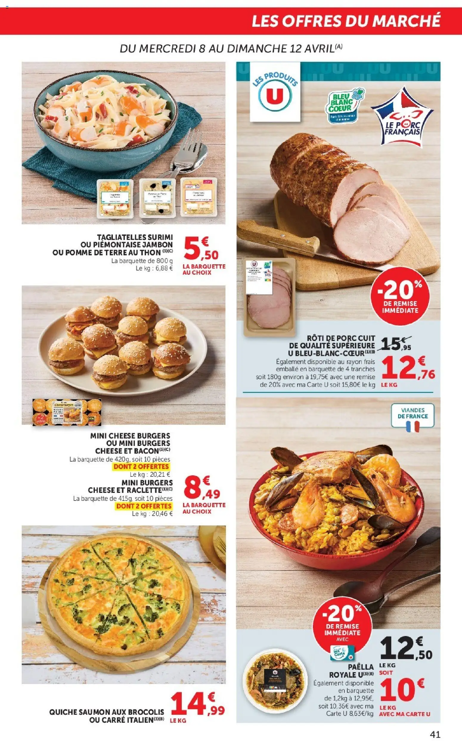 {H1} | Page: 41 | Produits: Pomme de terre, Thon, Jambon, Mini burgers