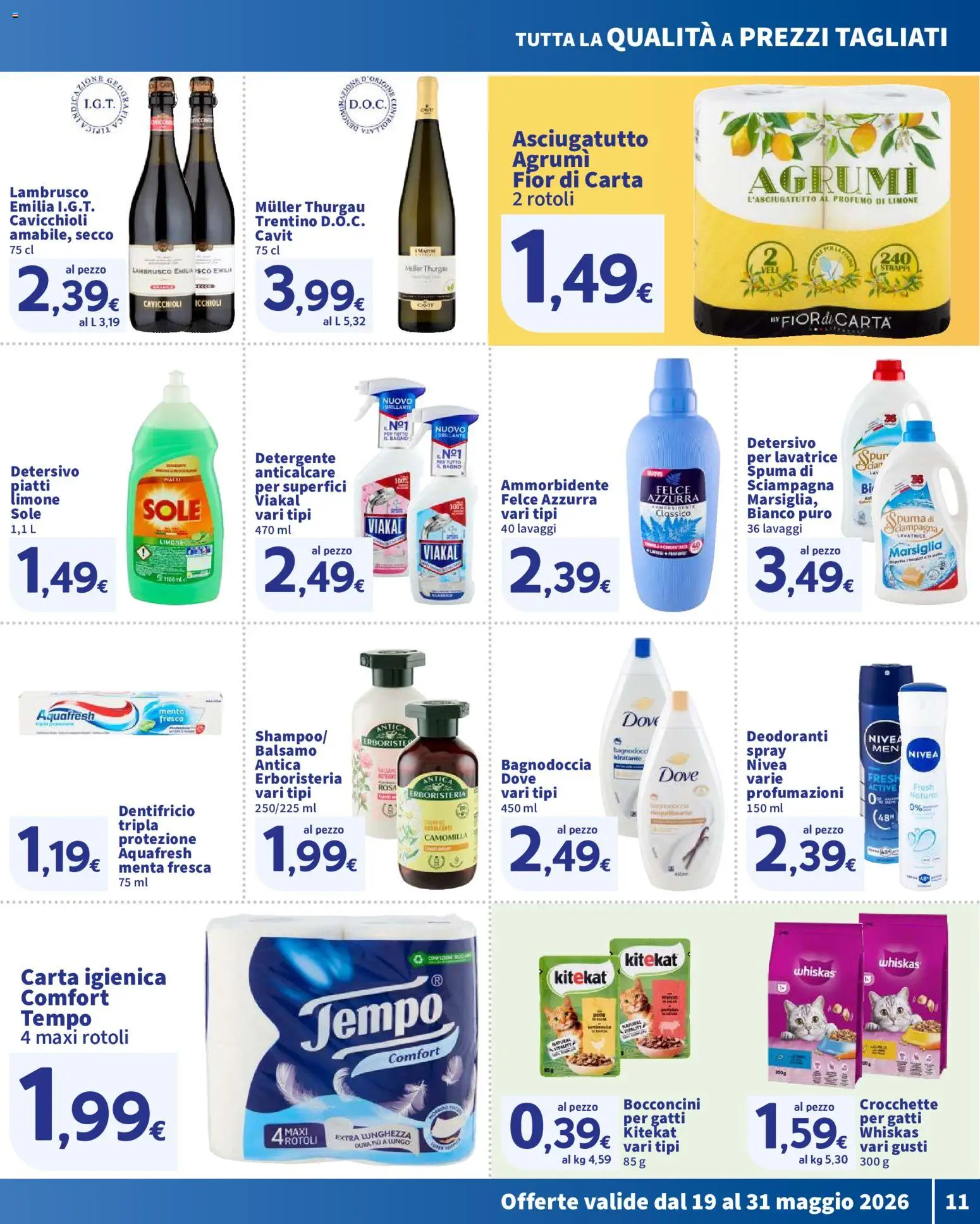 Volantino SIGMA del 19.05.2026 | Pagina: 11 | Prodotti: Carta igienica, Detergente, Anticalcare, Crocchette