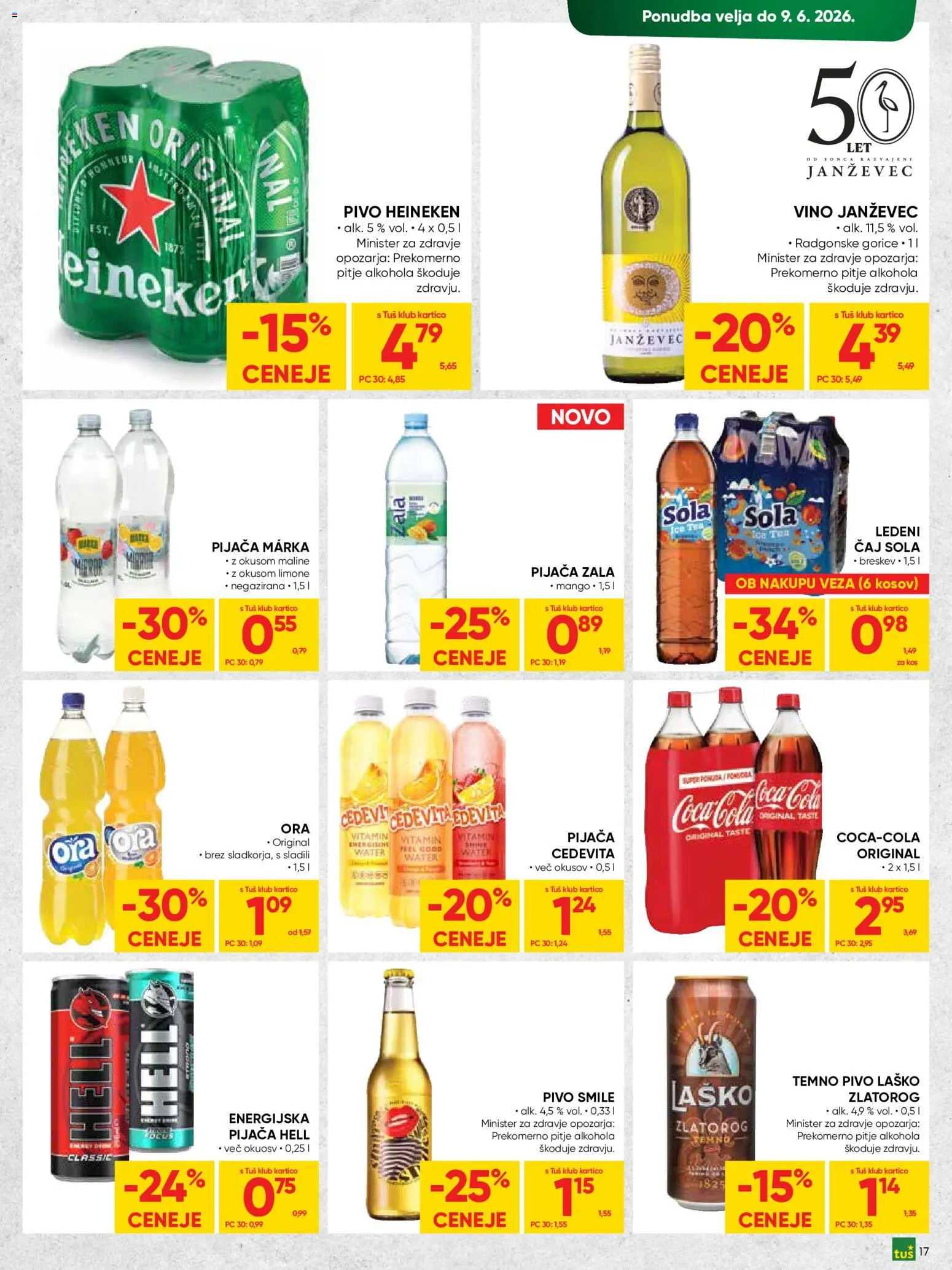 Novi Tuš katalog ponudbe – veljaven od 27.05.2026 | Stran: 17 | Izdelki: Falafel, Ledeni čaj, Pivo, Caj