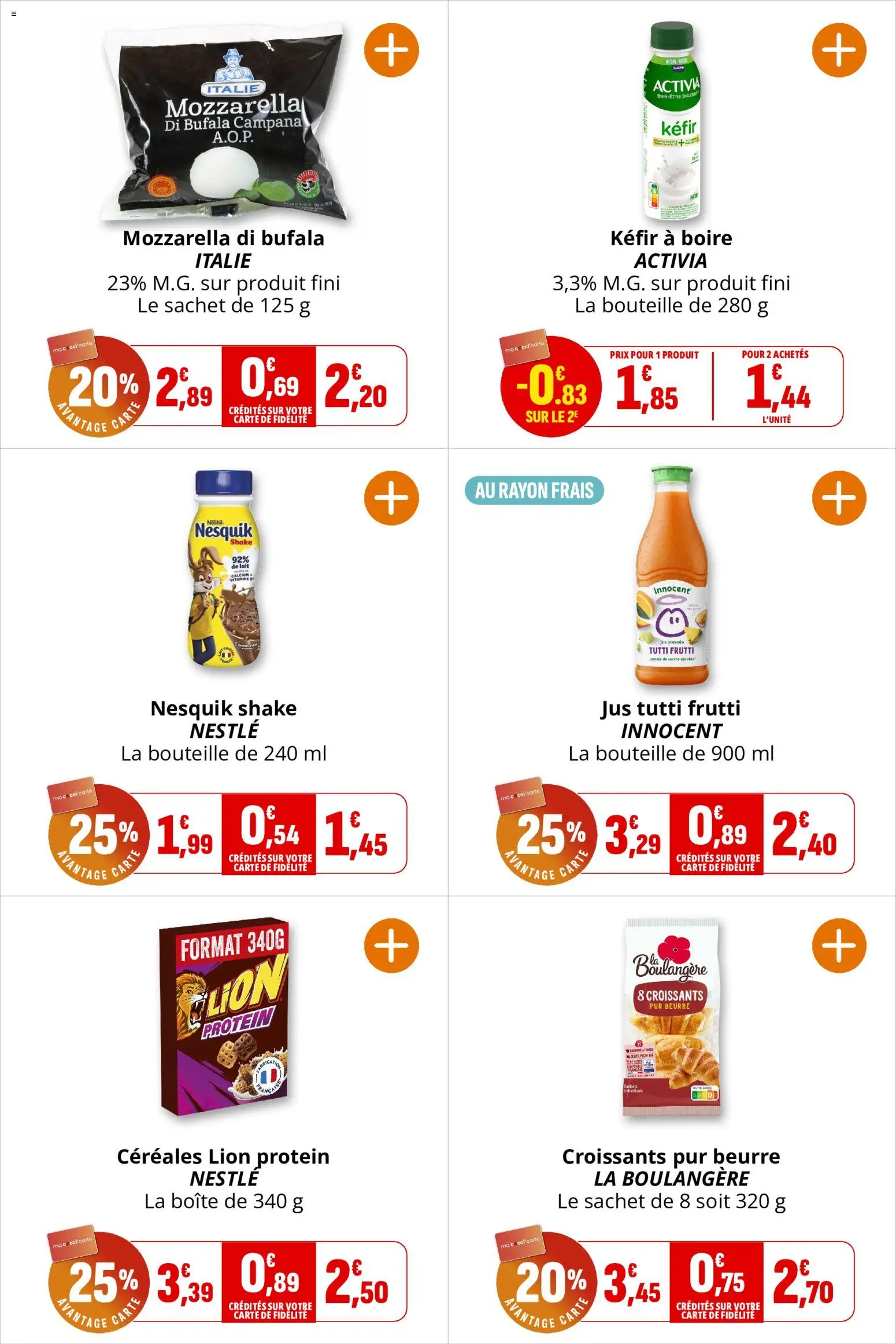 {H1} | Page: 7 | Produits: Kefir, Mozzarella, Jus, Céréales