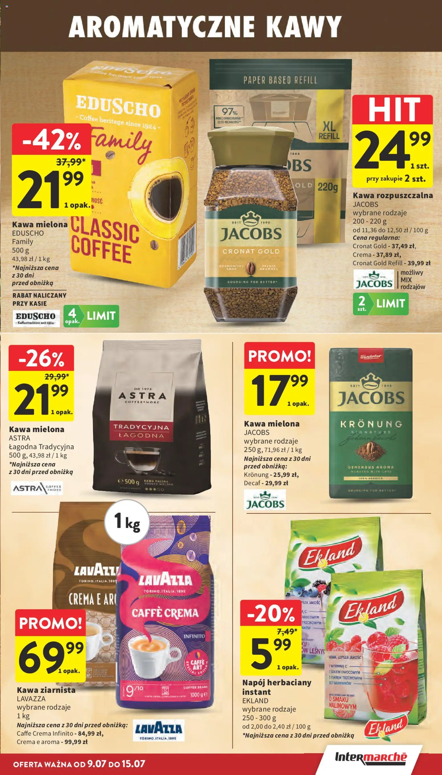 Intermarche gazetka od 09.07.2026 | Strona: 21 | Produkty: Kawa ziarnista, Kawa rozpuszczalna, Lavazza, Kawa