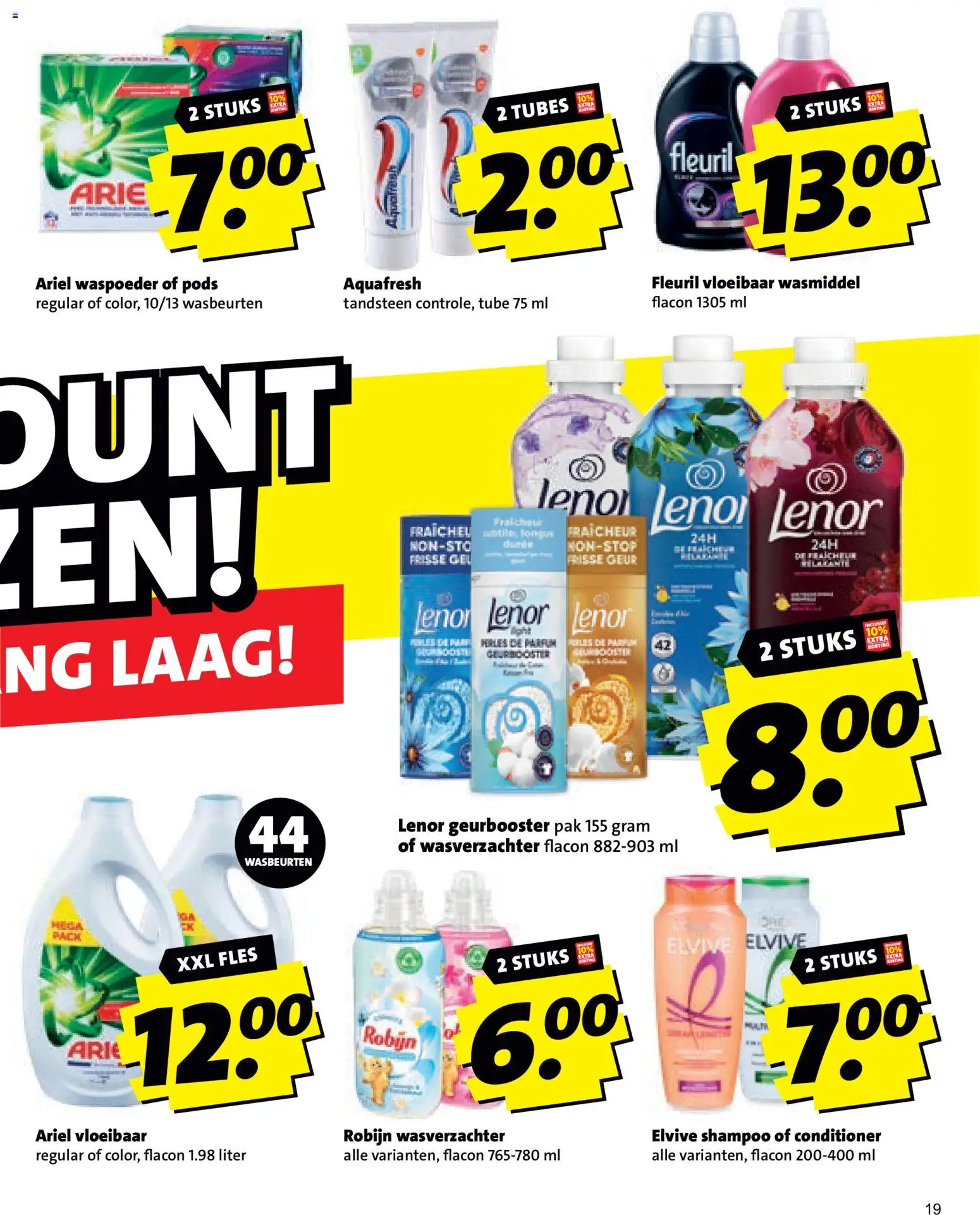 {H1} | Pagina: 19 | Producten: Wasmiddel, Wasverzachter, Fles, Shampoo