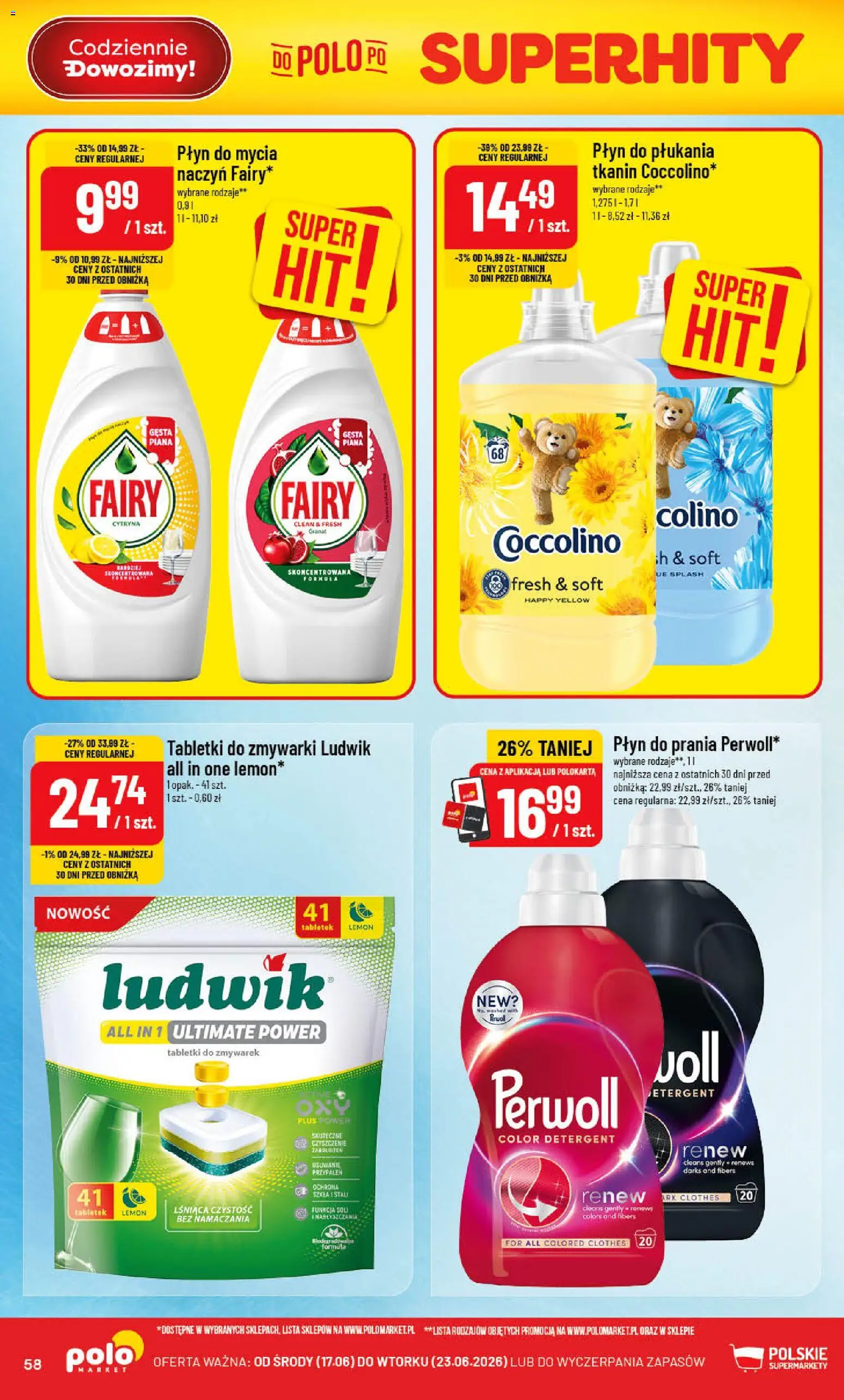 POLOmarket gazetka od 17.06.2026 | Strona: 58 | Produkty: Cytryna, Coccolino, Fairy, Tabletki do zmywarki
