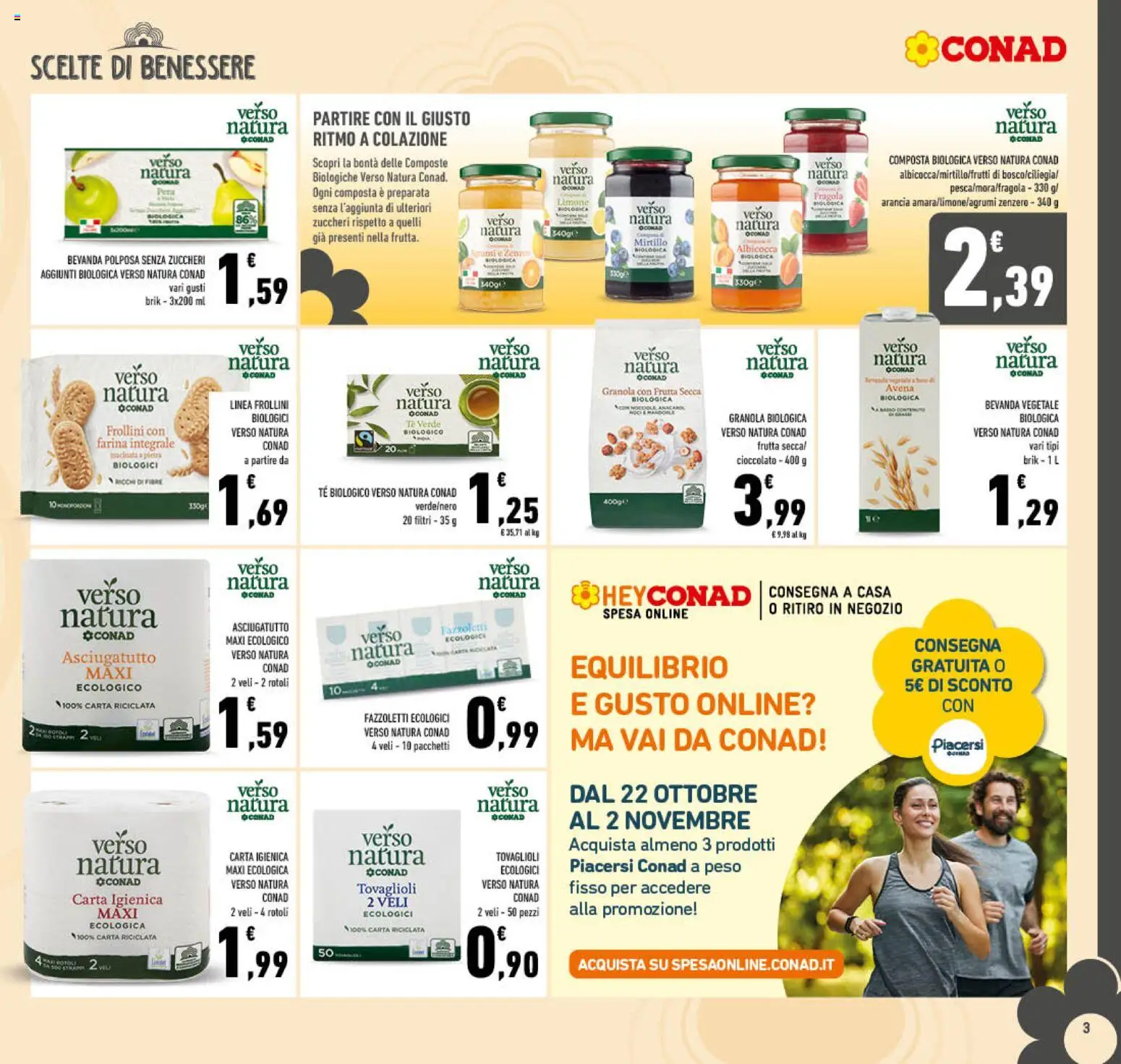 Volantino Conad del 21/10/2026 | Pagina: 3 | Prodotti: Carta igienica, Cioccolato, Tè, Farina