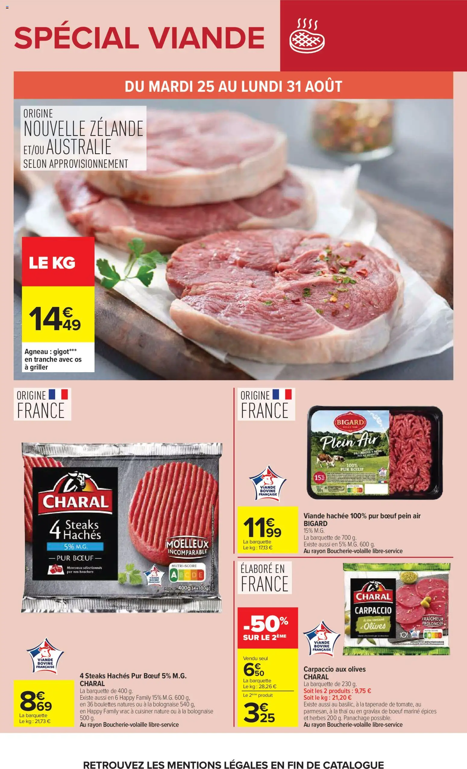 {H1} | Page: 22 | Produits: Agneau gigot, Agneau, Viande hachée, Viande bovine