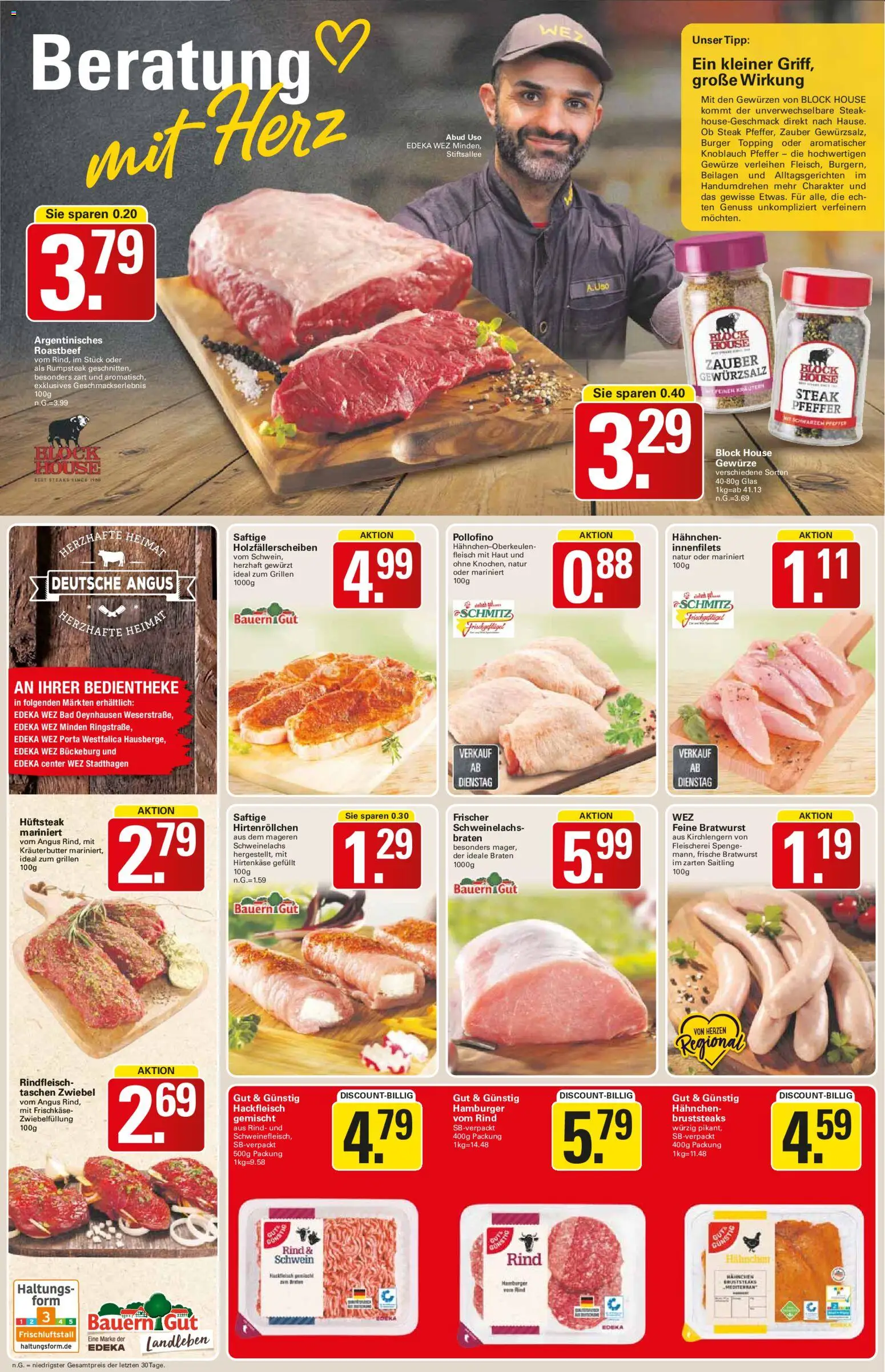 WEZ Prospekt – gültig ab 01.06.2026 | Seite: 6 | Produkte: Rumpsteak, Hahnchen, Gewürzsalz, Bratwurst