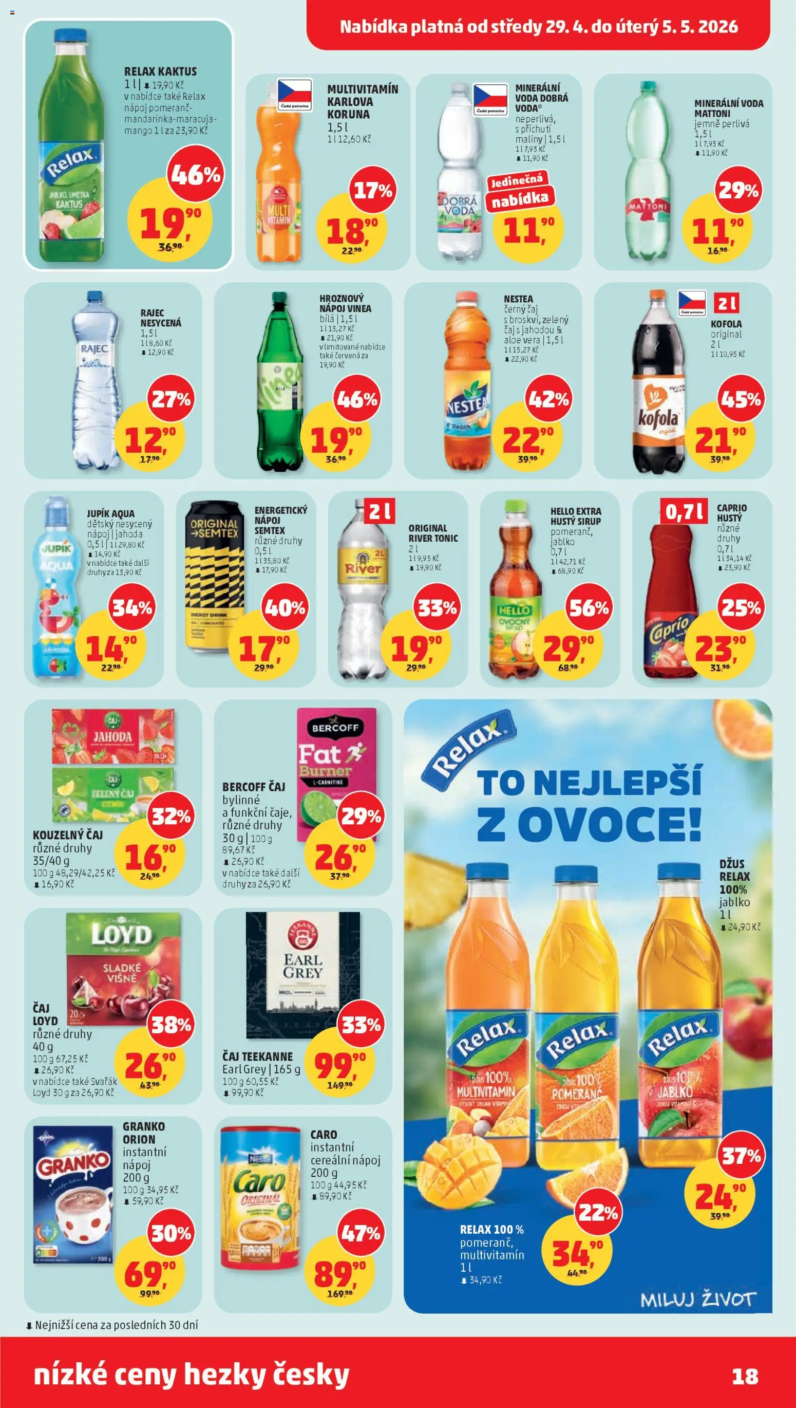 Penny Market leták od 29.04.2026 | Strana: 18 | Produkty: Voda, Čaj, Tonic, Citron