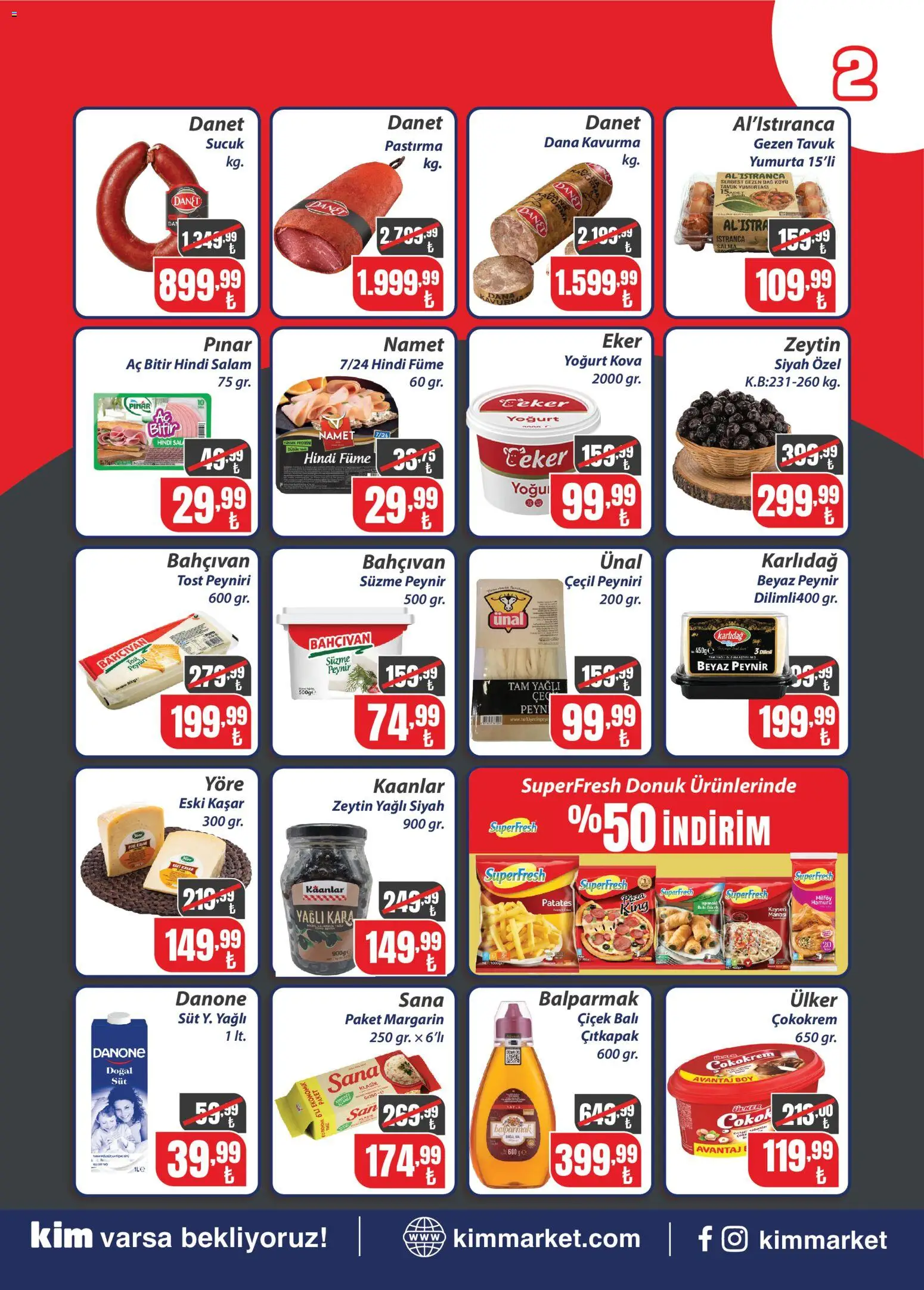 Kim Market - Pazariçi Açılış - 01 Ekim 2026 tarihinden itibaren geçerlidir | Sayfa: 2 | Ürünler: Süt, Peynir, Patates, Şal