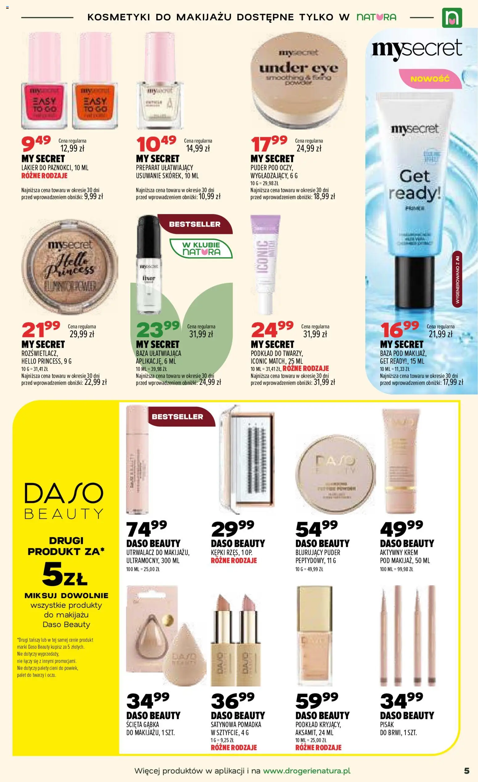 Drogerie Natura gazetka od 01.10.2026 | Strona: 5 | Produkty: Kosmetyki, Puder, Gąbka, Krem