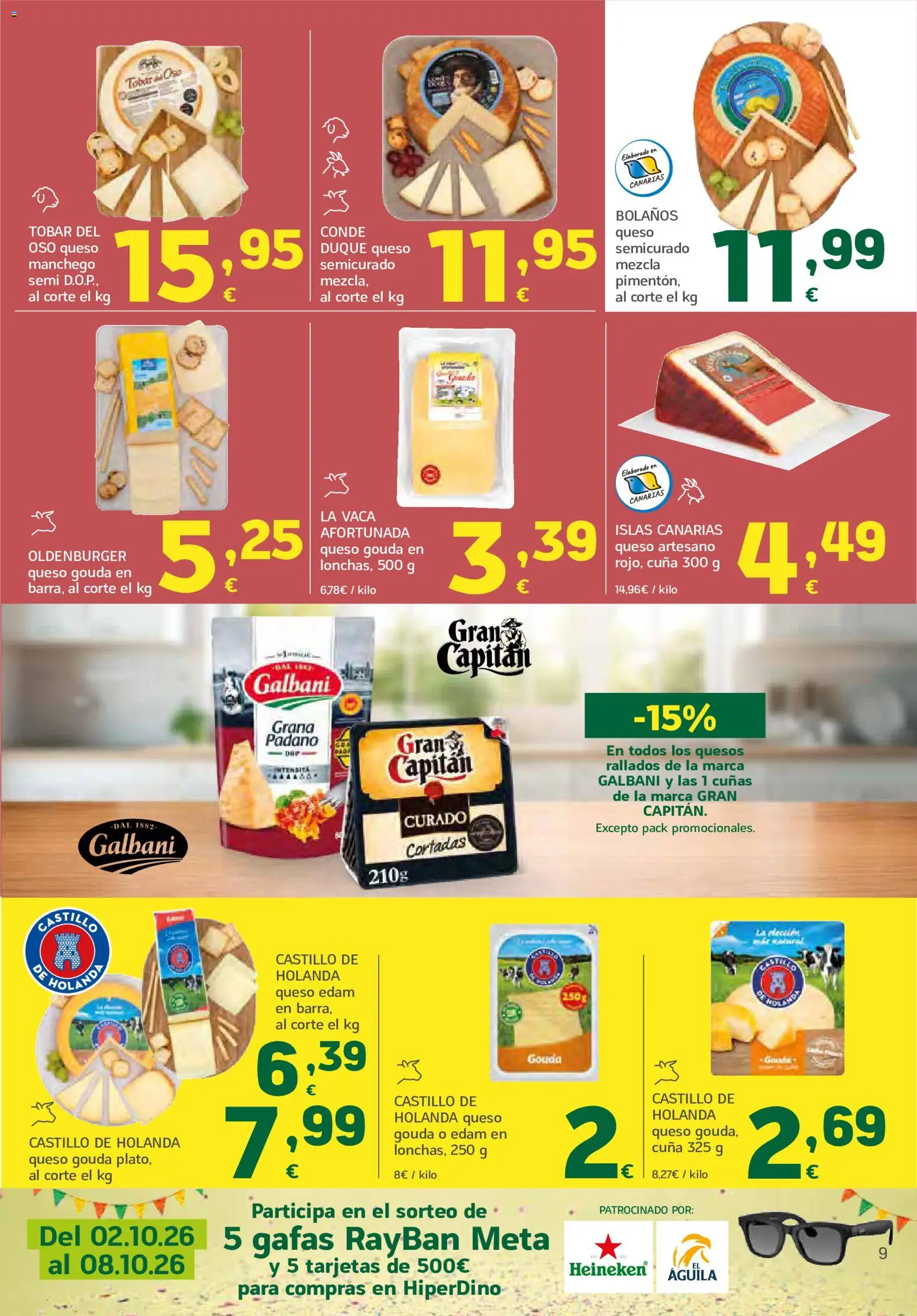 HiperDino folleto │ válido desde el 24/09/2026 | Página: 9 | Productos: Queso Edam, Queso, Gafas, Heineken
