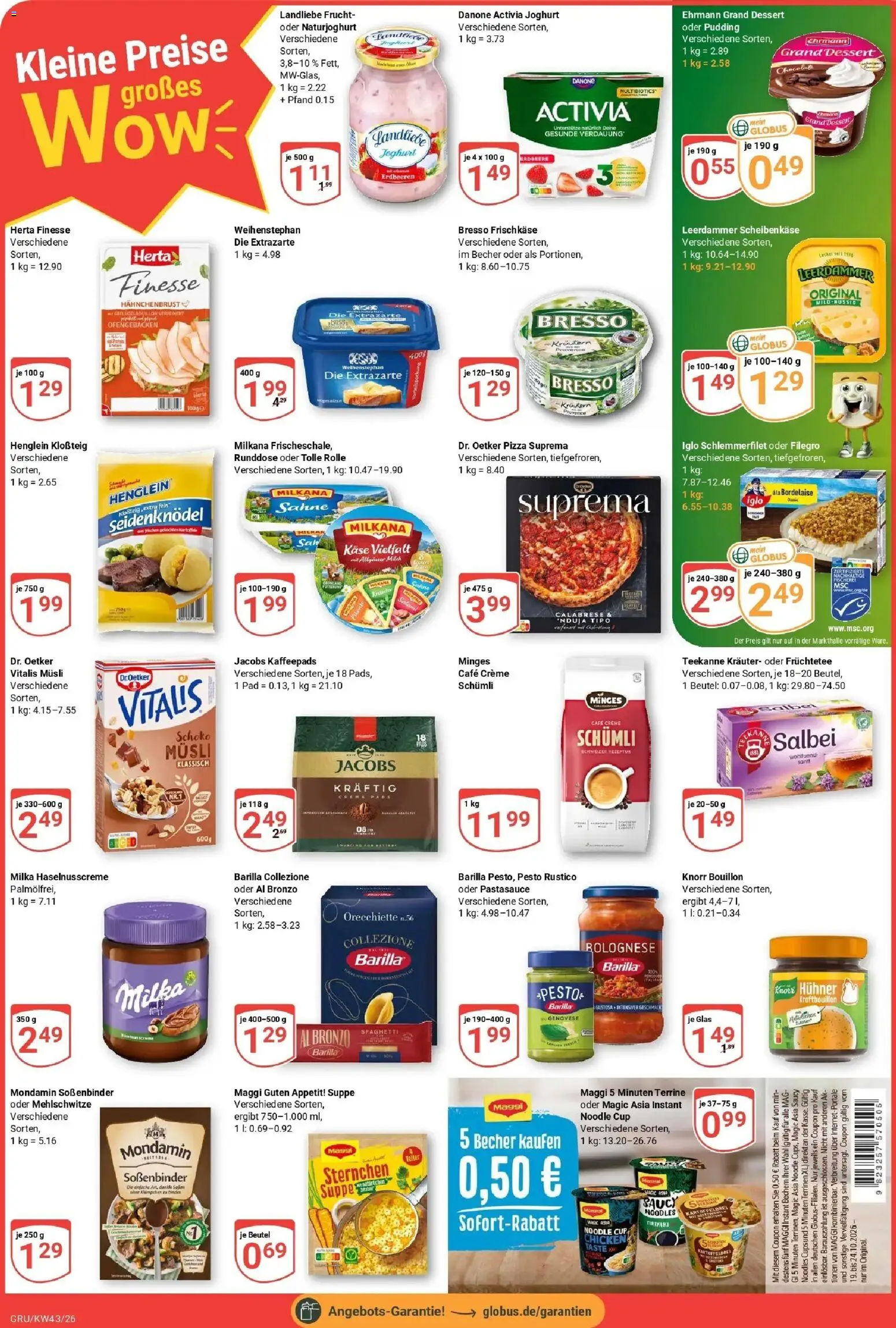 Globus Prospekt Grünstadt (ab 19.10.2026) » Angebote online | Seite: 2 | Produkte: Musli, Ehrmann grand dessert, Pizza, Maggi 5 minuten terrine