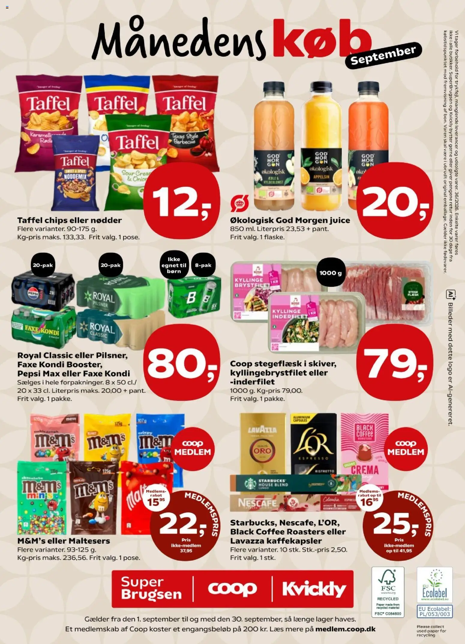 Super Brugsen tilbudsavis – gyldig fra 04/09/2026 | Side: 42 | Produkter: Juice, Chips, Nødder, Pepsi Max