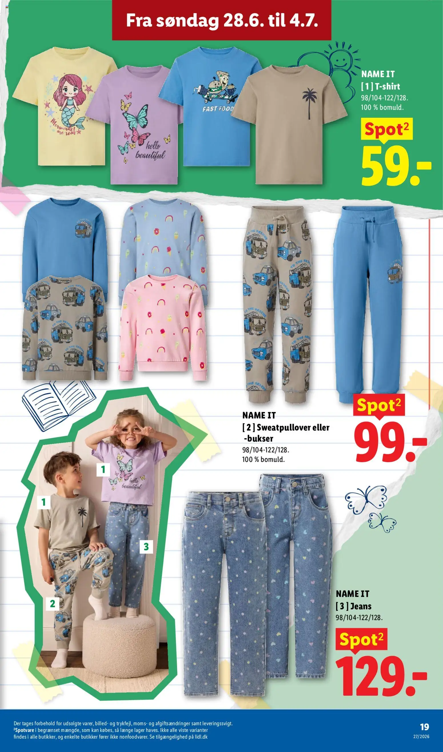 Lidl tilbudsavis – gyldig fra 28/06/2026 | Side: 19 | Produkter: T-shirt, Bukser, Jeans, Søm