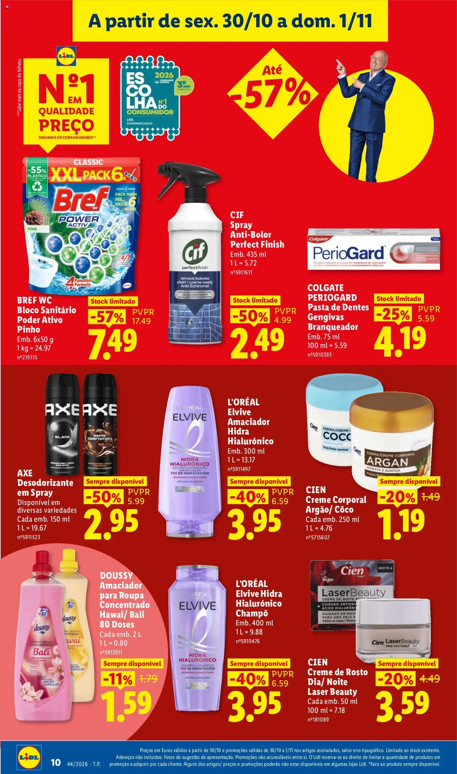 Lidl Promoções Fim de Semana │ válido de 30/10/2026 | Página: 10 | Produtos: Champô, Desodorizante, Pasta de dentes, Creme