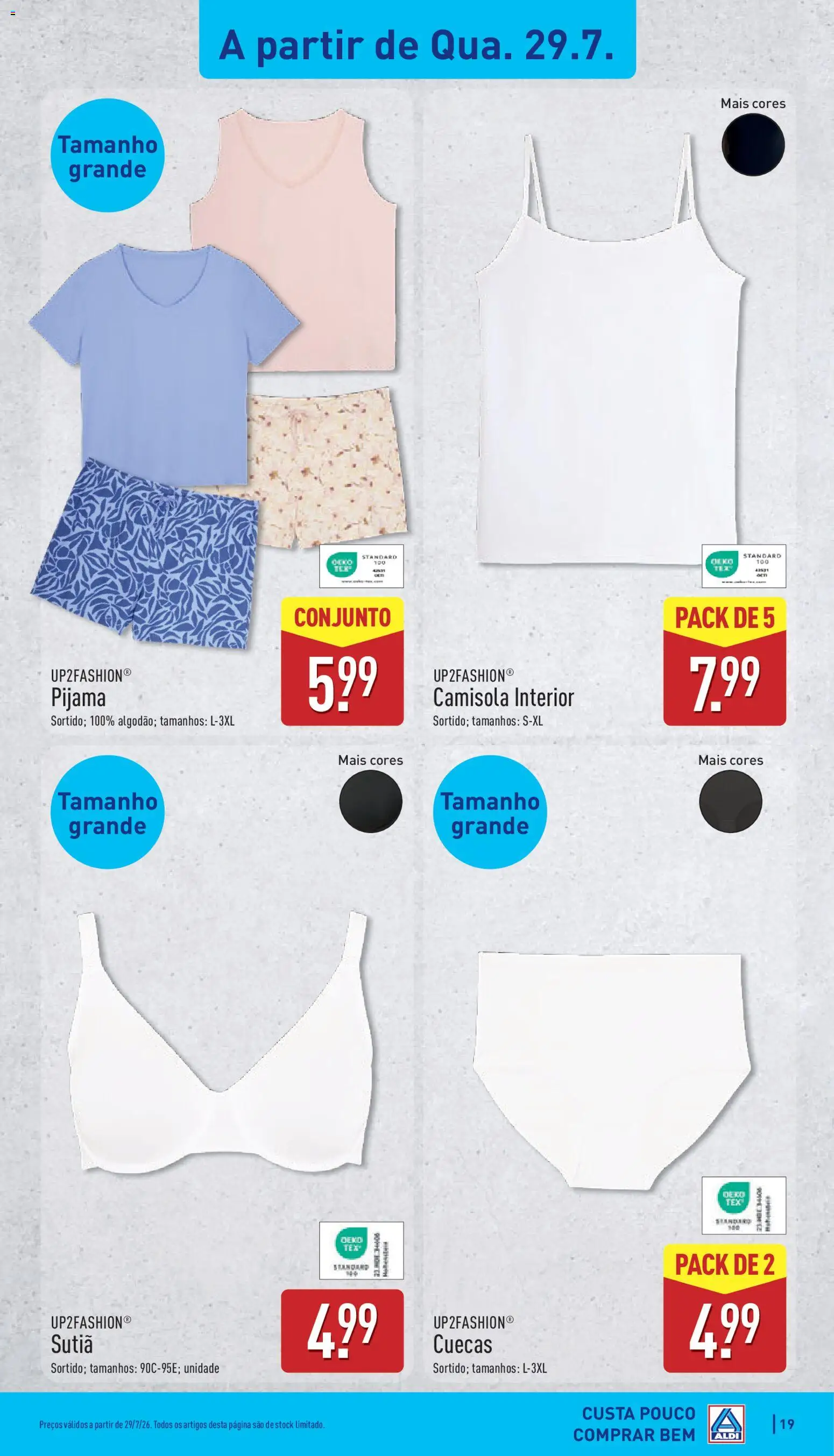 Aldi folheto │ válido de 27/07/2026 | Página: 19 | Produtos: Camisola, Sutiã, Cuecas