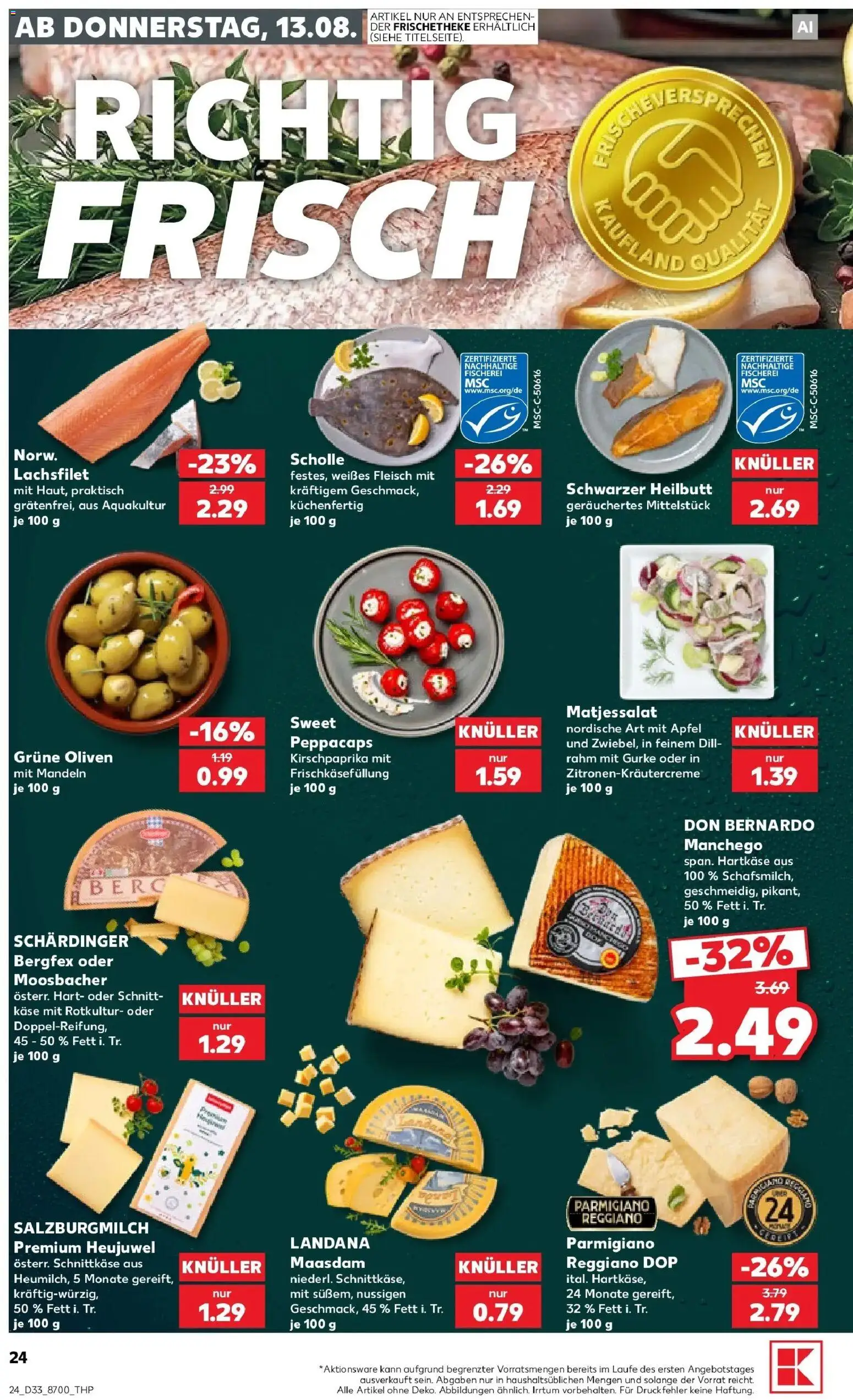 Prospekt Kaufland ab 10.08.2026 » Angebote Online zum Blättern | Seite: 33 | Produkte: Käse, Mandeln, Dill, Fleisch