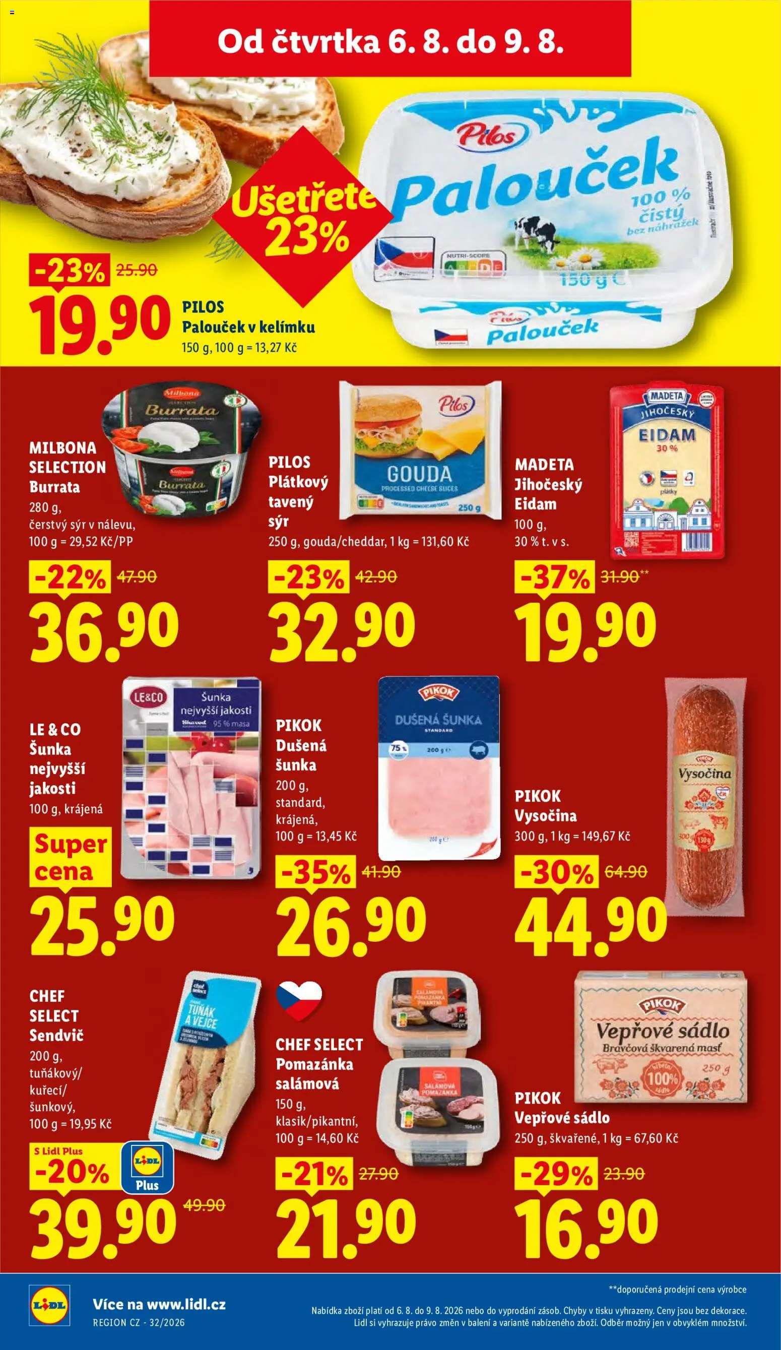 Lidl leták od 06.08.2026 | Strana: 20 | Produkty: Tavený sýr, Vejce, Cream cheese, Čerstvý sýr