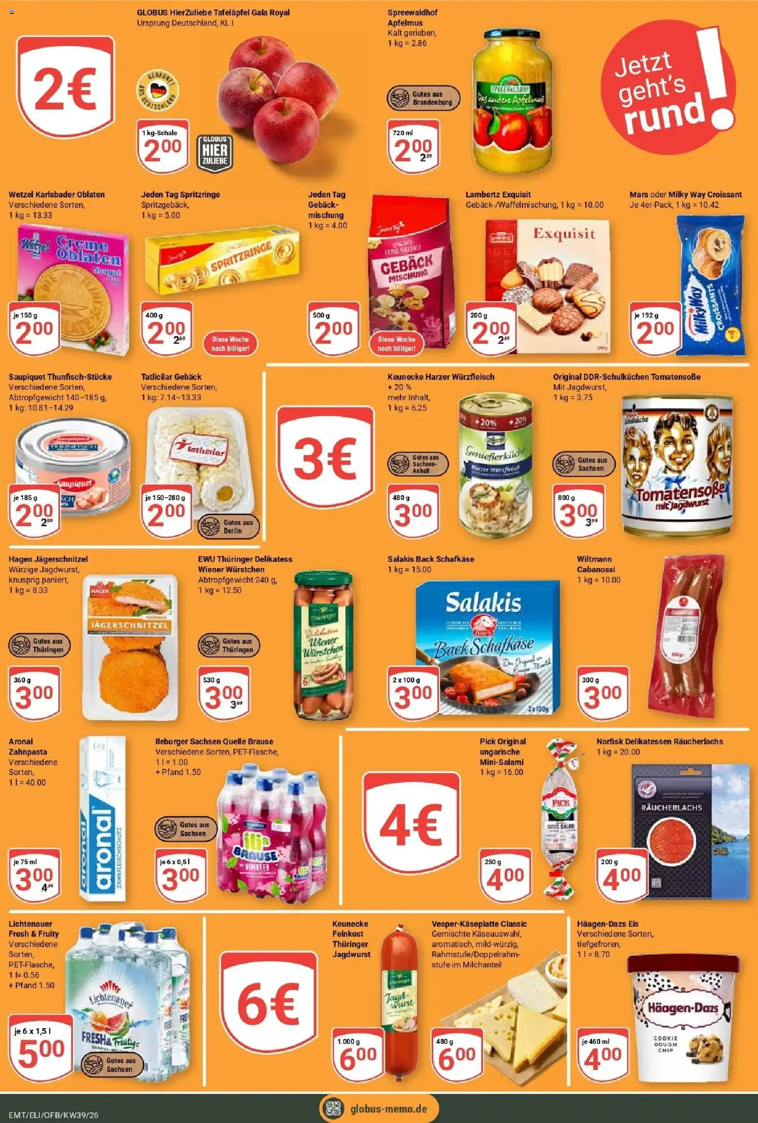 Globus Prospekt Mittelhausen (ab 21.09.2026) » Angebote online | Seite: 26 | Produkte: Wiener wurstchen, Räucherlachs, Mantel, Eis