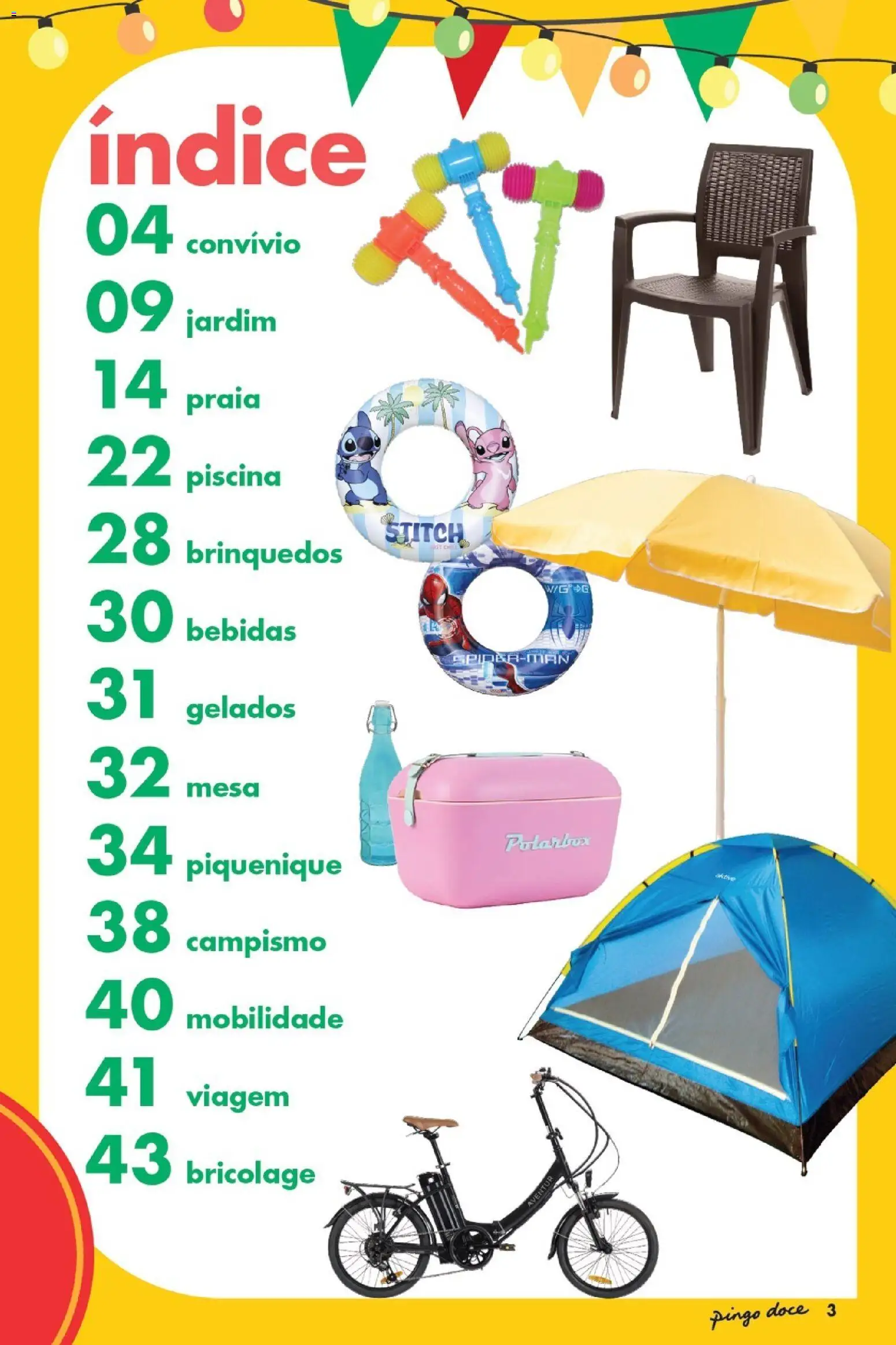 Pingo Doce Bazar Verão │ válido de 09.06.2026 | Página: 3 | Produtos: Piscina, Bicicleta, Caixa térmica, Martelo