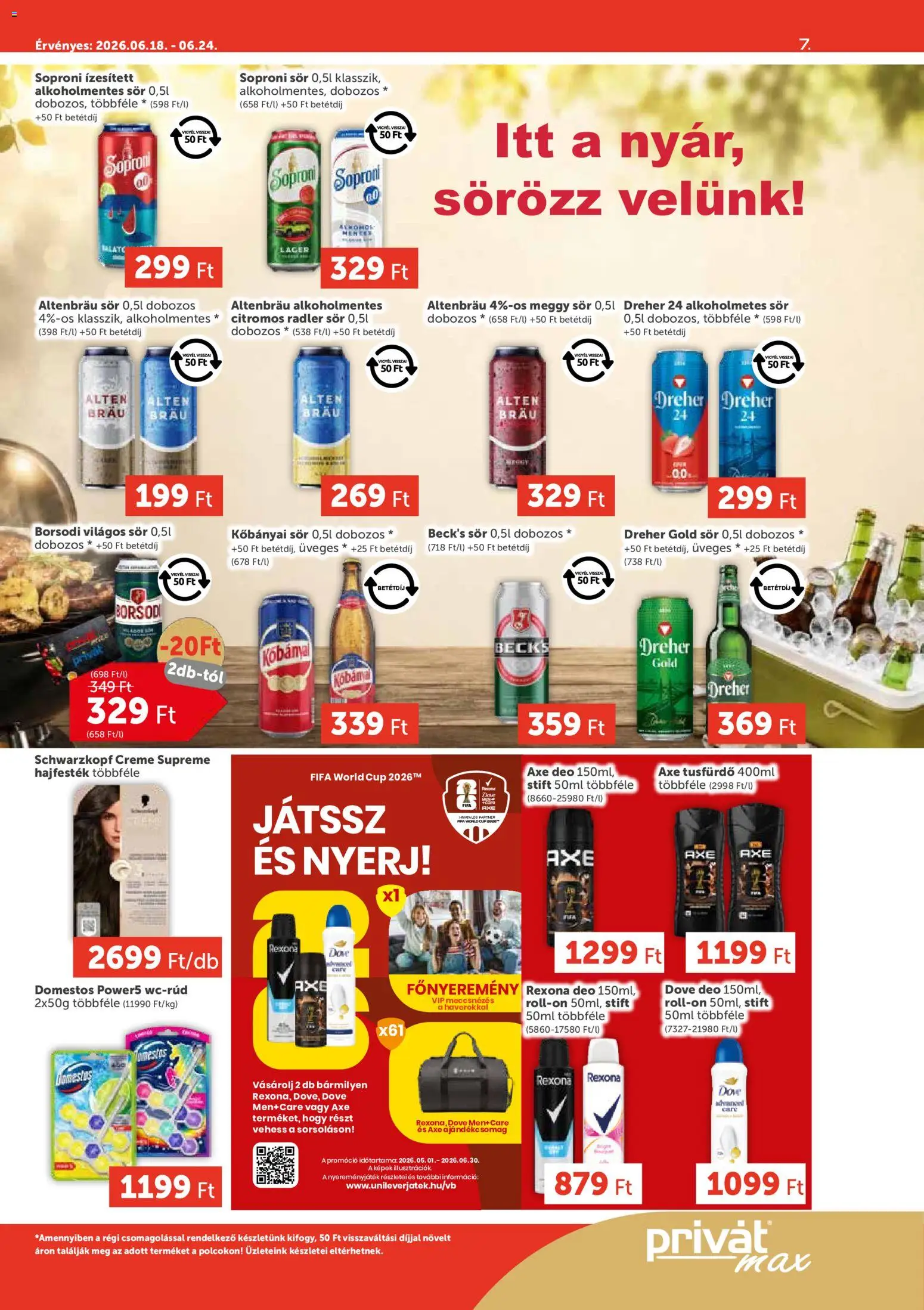 PRIVÁT akciós ujság - amely érvényes a következő dátumtól: 18.06.2026 | Oldal: 7 | Termékek: Meggy, Stift, Tusfürdő, Alkoholmentes sör