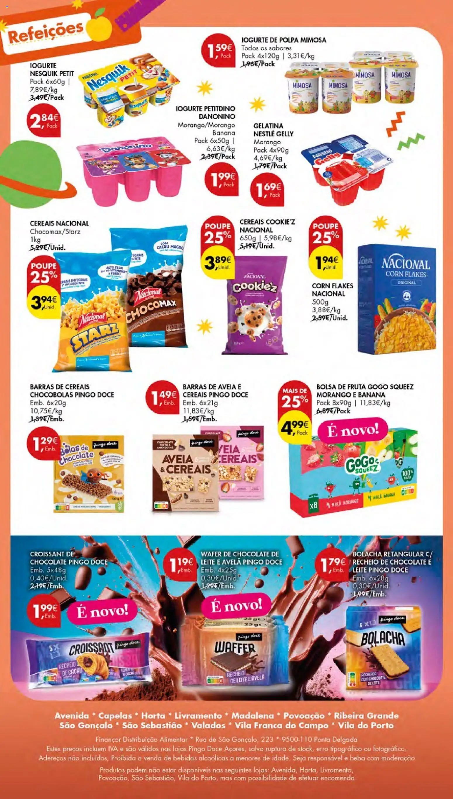 Pingo Doce Regresso às Aulas Açores │ válido de 20/08/2026 | Página: 20 | Produtos: Bolsa, Barras de cereais, Bebidas, Cereais