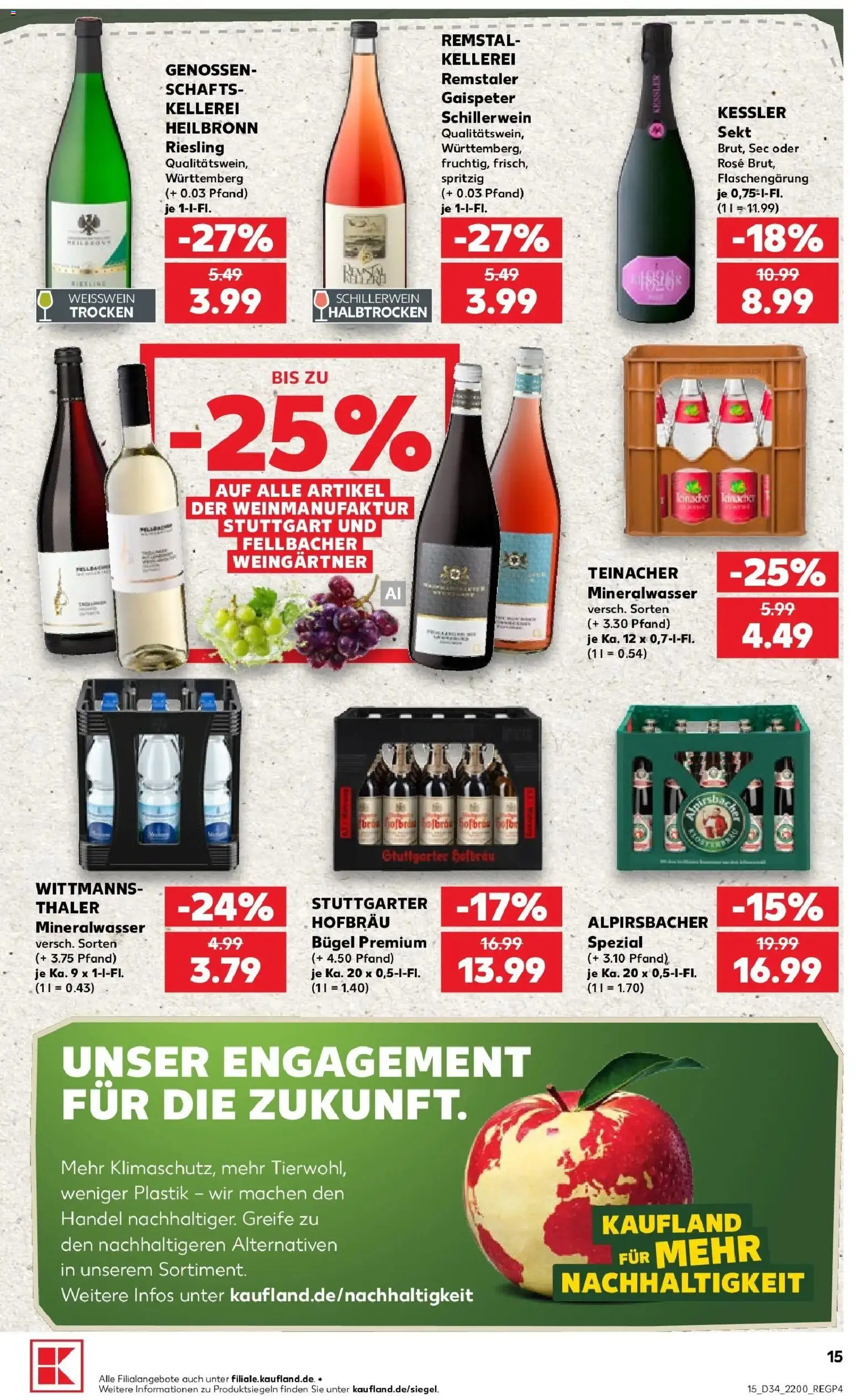 Prospekt Kaufland ab 20.08.2026 » Angebote Online zum Blättern | Seite: 15 | Produkte: Weißwein, Sekt, Mineralwasser