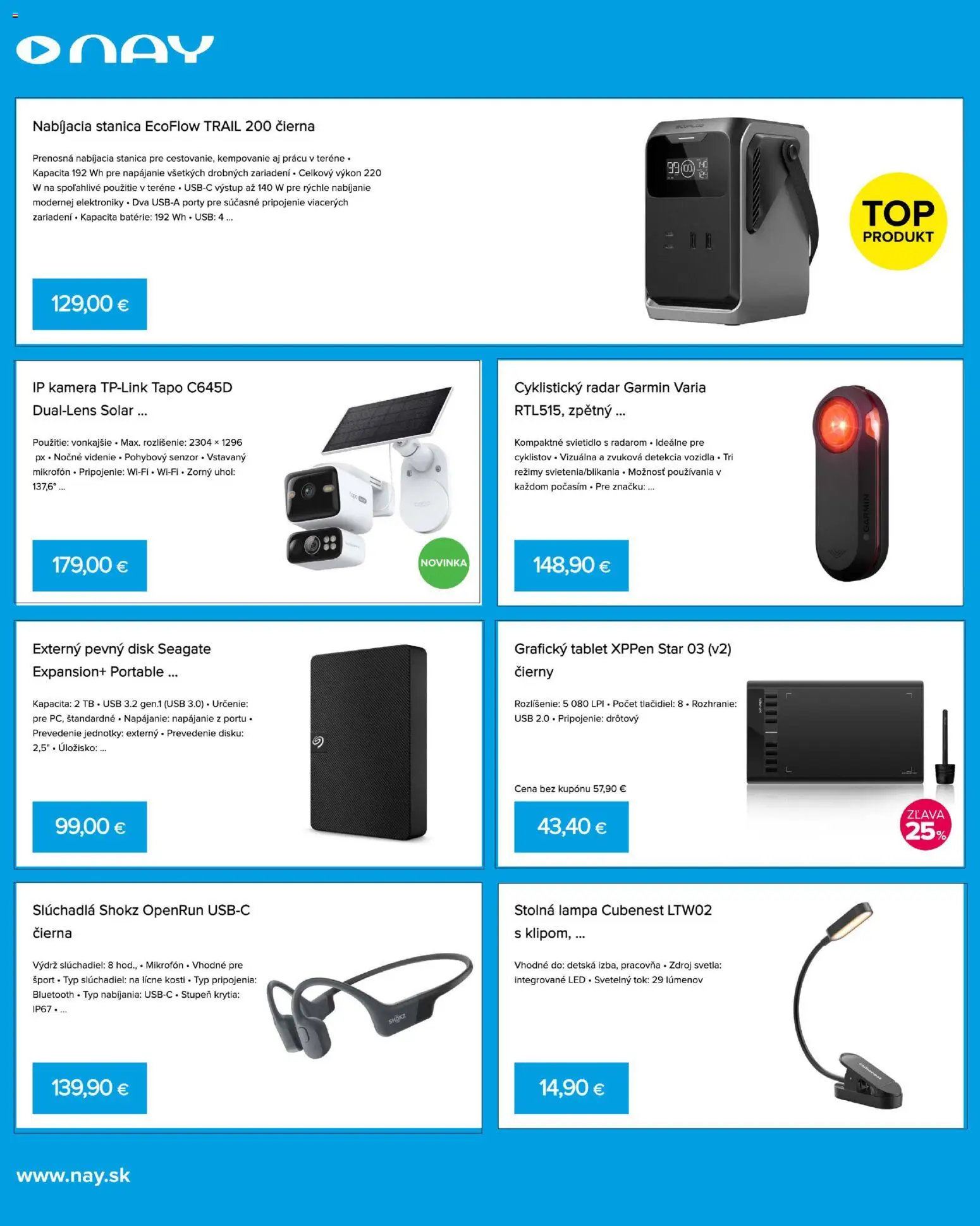 Nové NAY Elektrodom akcie – leták je platný od 20.07.2026 | Strana: 4 | Produkty: Garmin, Lampa, Stolná lampa, Tablet
