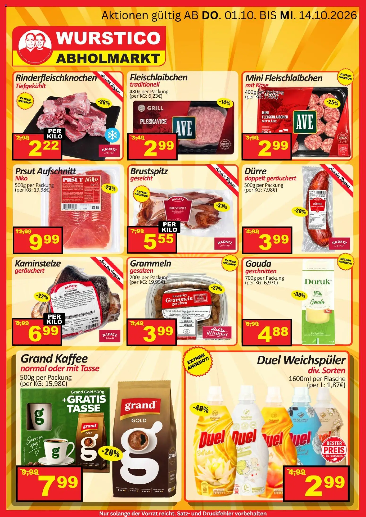 Wurstico Abholmarkt Flugblatt gültig ab 01.10.2026 | Seite: 2 | Produkte: Grill, Lotus, Käse, Kaffee