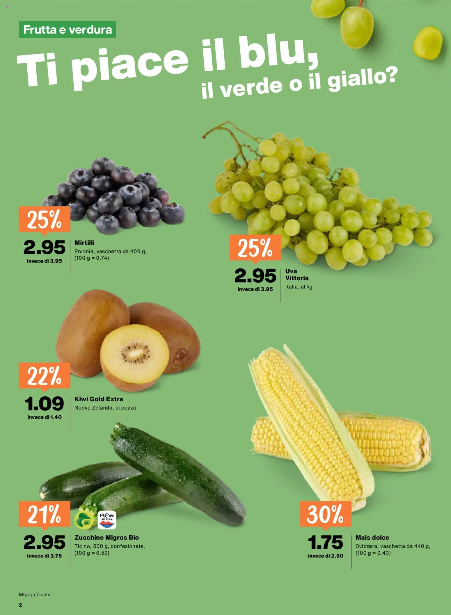 Migros aktionen IT – gültig ab 13.08.2026 | Seite: 2 | Produkte: Zucchini, Mais, Kiwi