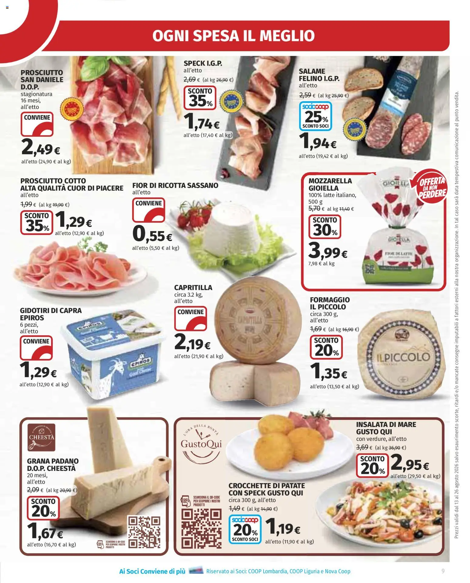 Volantino Ipercoop del 13/08/2026 | Pagina: 9 | Prodotti: Speck, Patate, Latte, Prosciutto