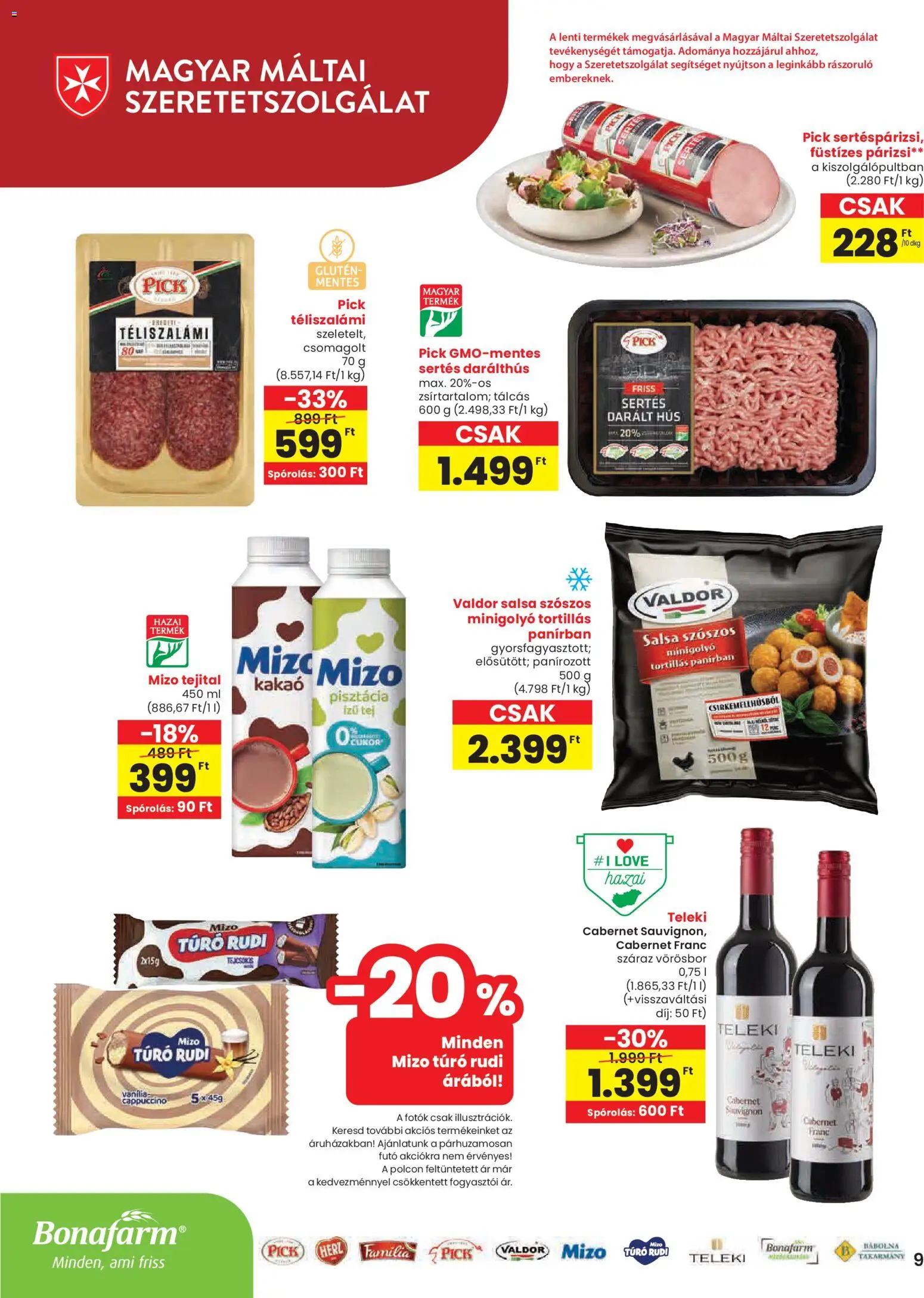 Spar akciós ujság - amely érvényes a következő dátumtól: 16.04.2026 | Oldal: 9 | Termékek: Darált hús, Pisztácia, Túró rudi, Túró
