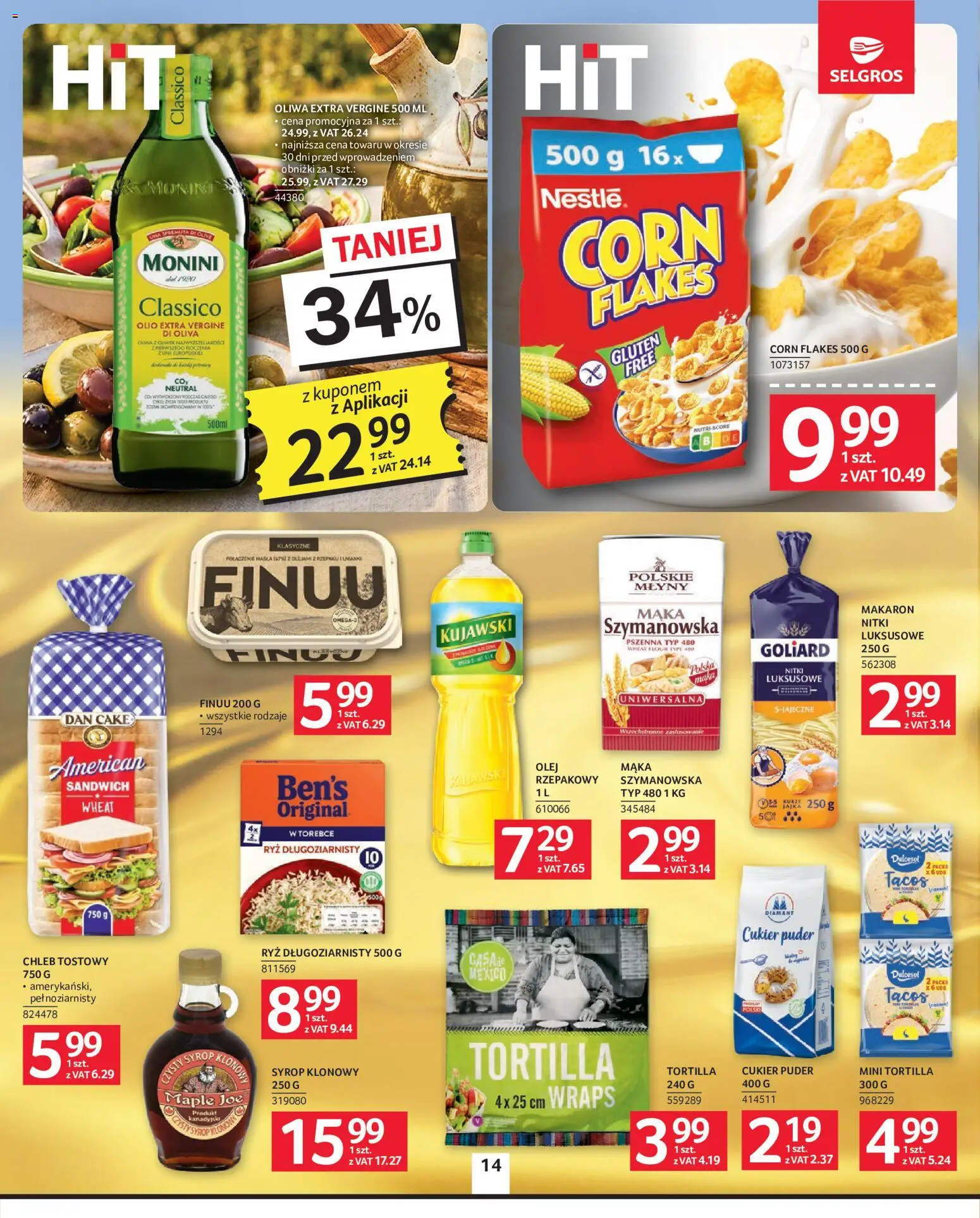 Selgros cash&carry gazetka od 07.05.2026 | Strona: 14 | Produkty: Ryż długoziarnisty, Syrop, Chleb tostowy, Chleb