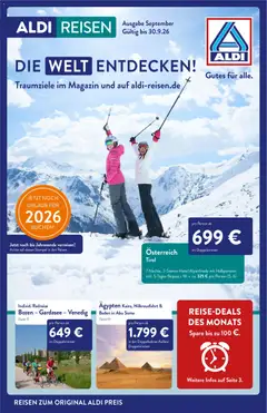 Aldi Reisen  Reisemagazin ab 01.09.2026 gültig