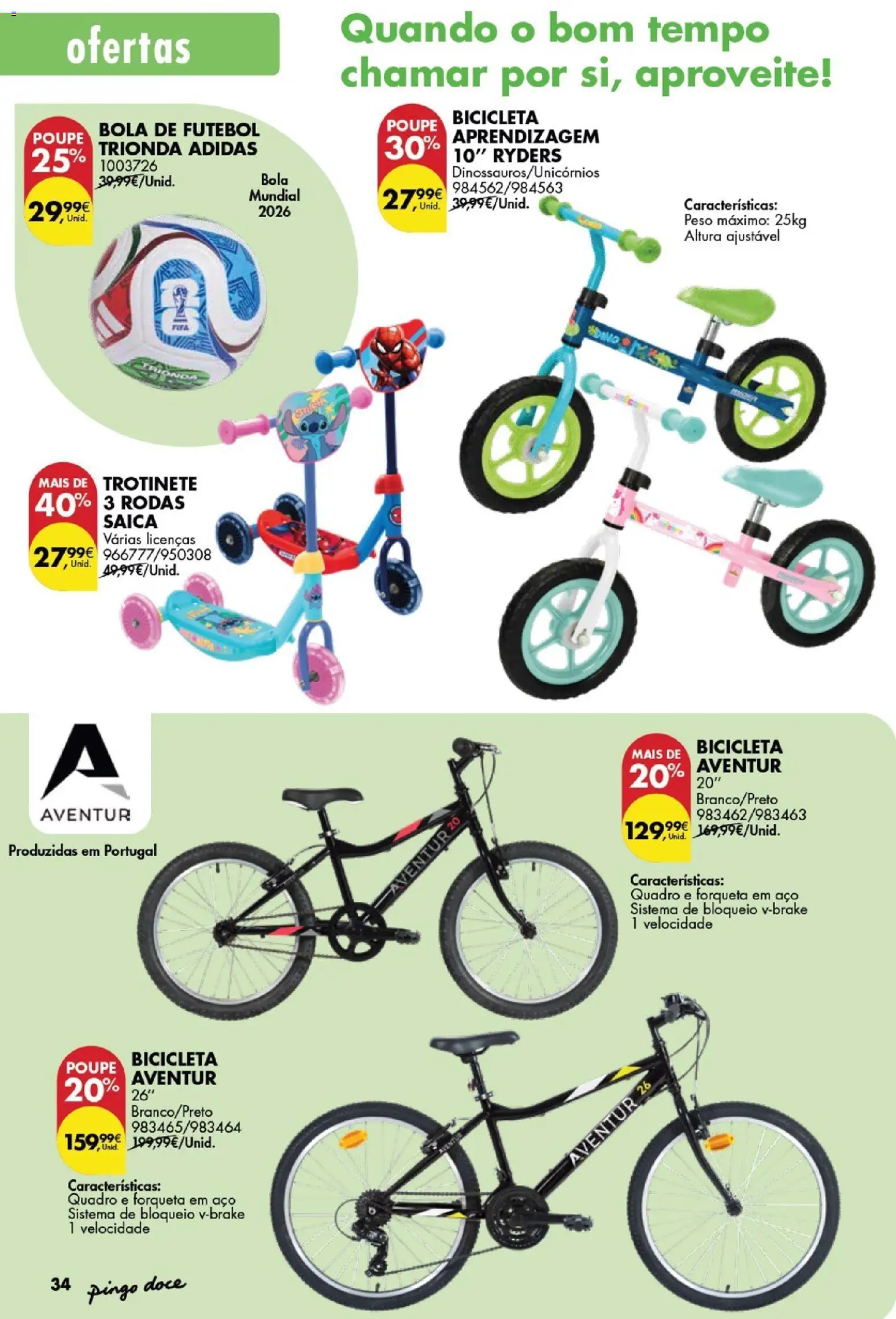 Pingo Doce folheto Bazar Páscoa │ válido de 03.03.2026 | Página: 34 | Produtos: Quadro, Bicicleta, Trotinete