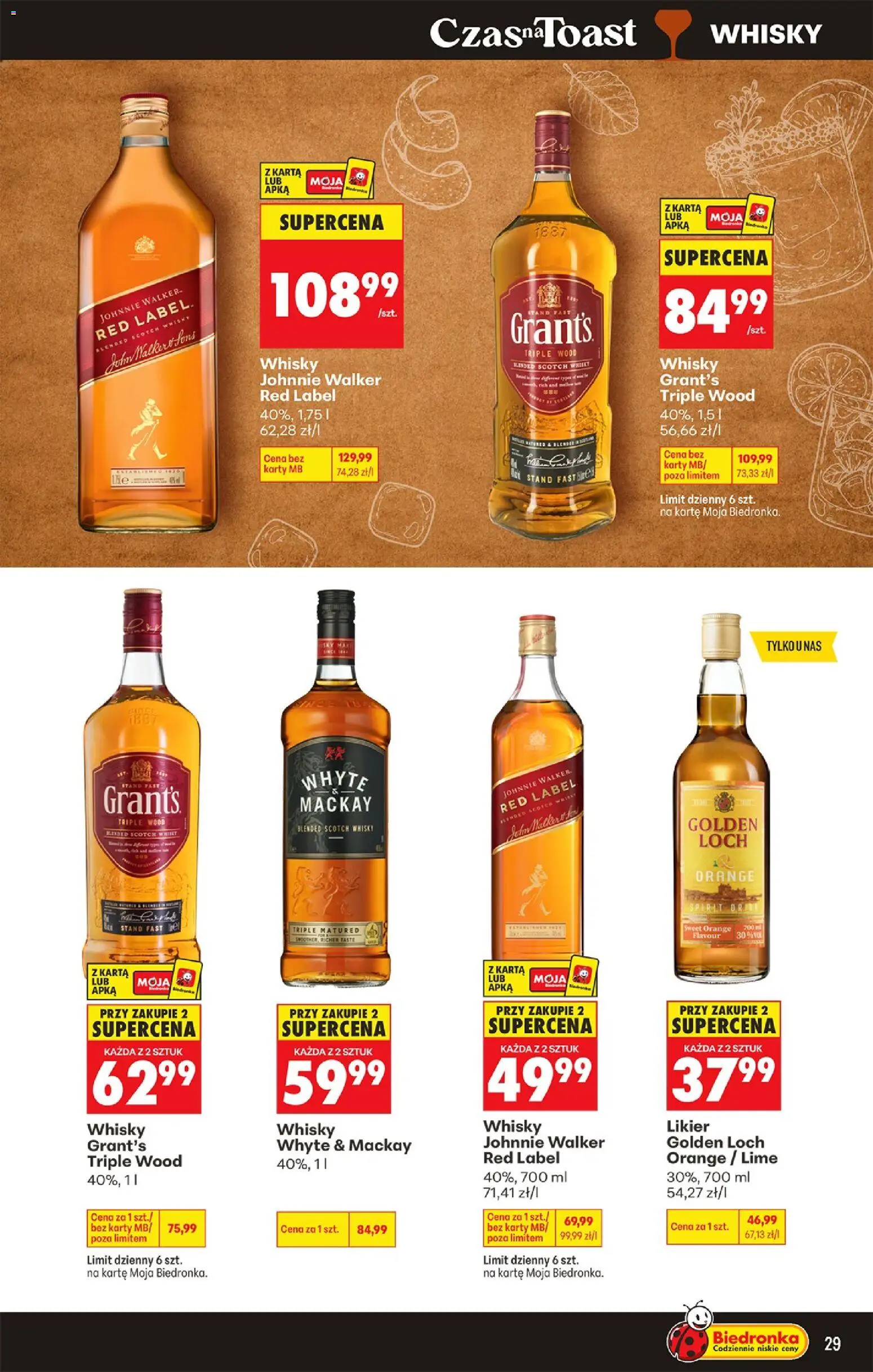 Biedronka Polsko leták - Czas na toast od 10.08.2026 | Strana: 29 | Produkty: Whisky, Red Label, Karty