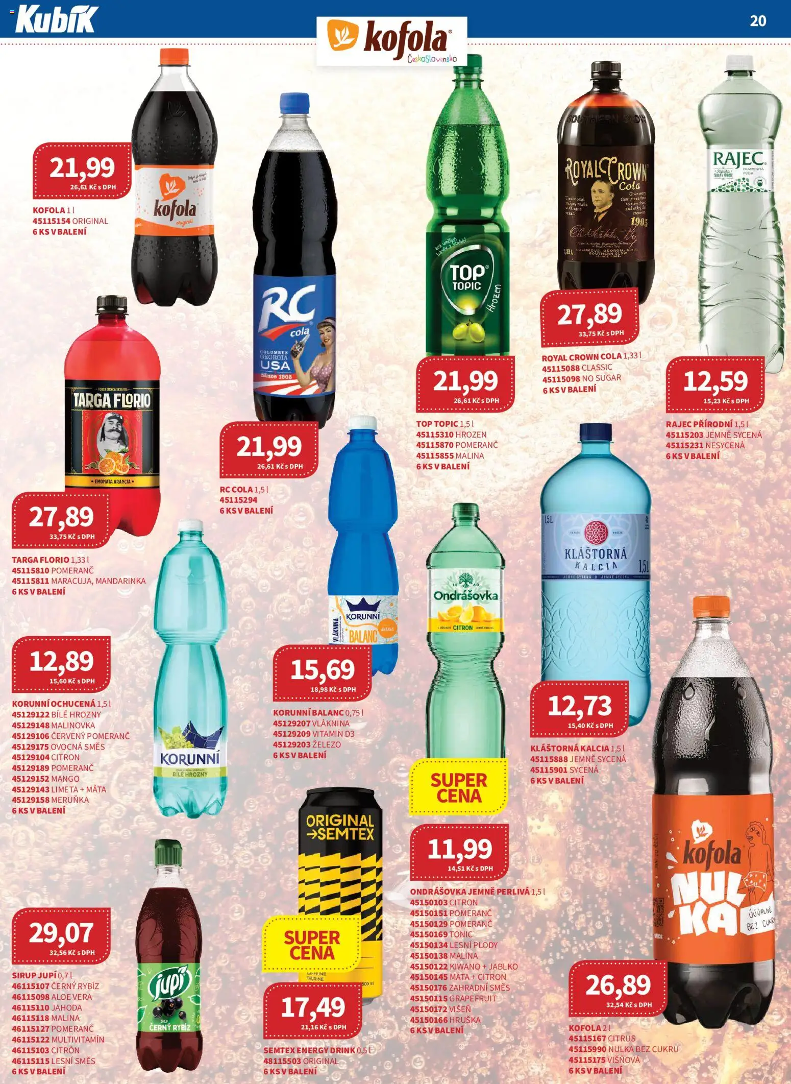 Kubík leták - Velkoobchod 04/2026 od 01.04.2026 | Strana: 20 | Produkty: Ondrášovka, Sirup, Semtex, Energy drink